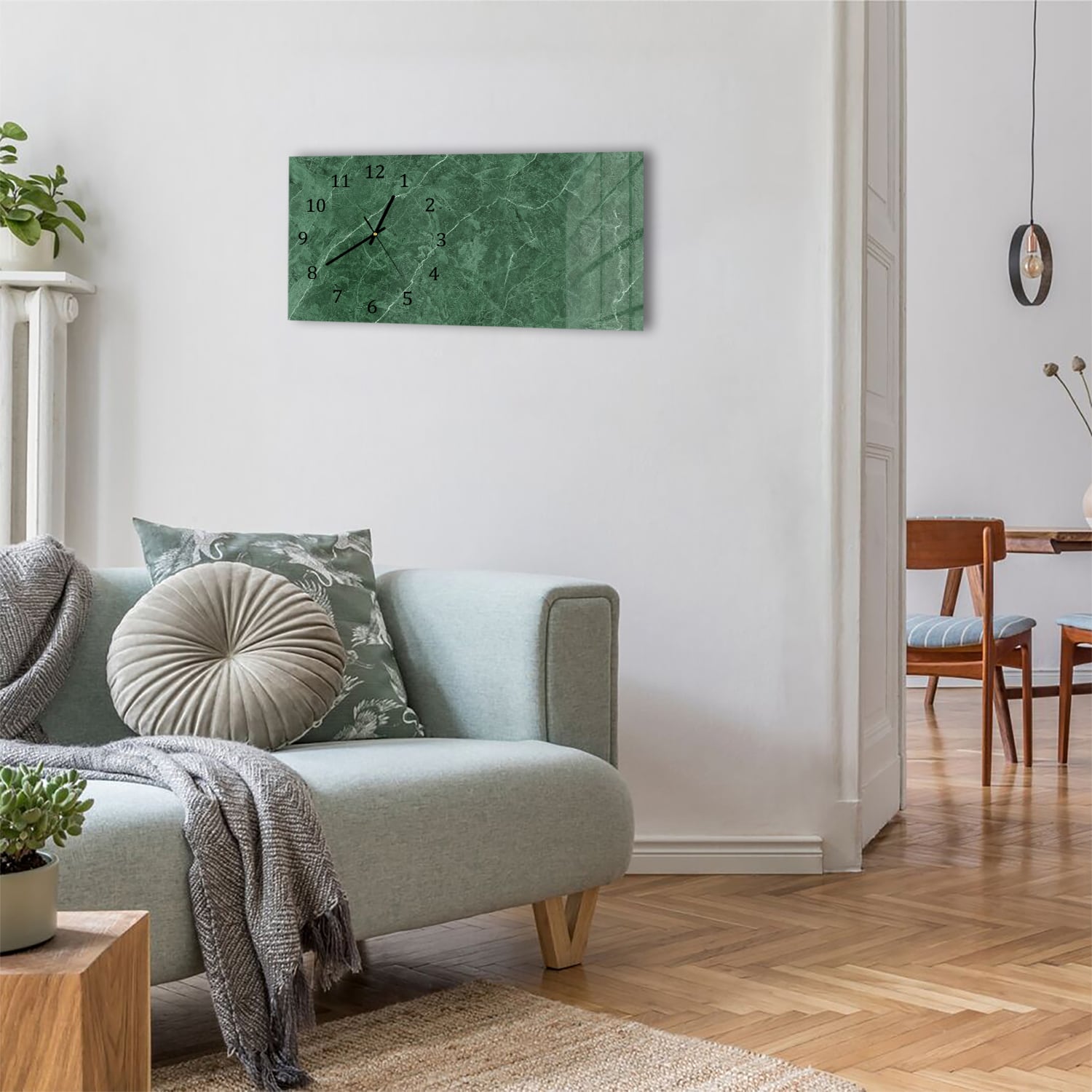 Wanduhr 60x30 - Grüner Marmor