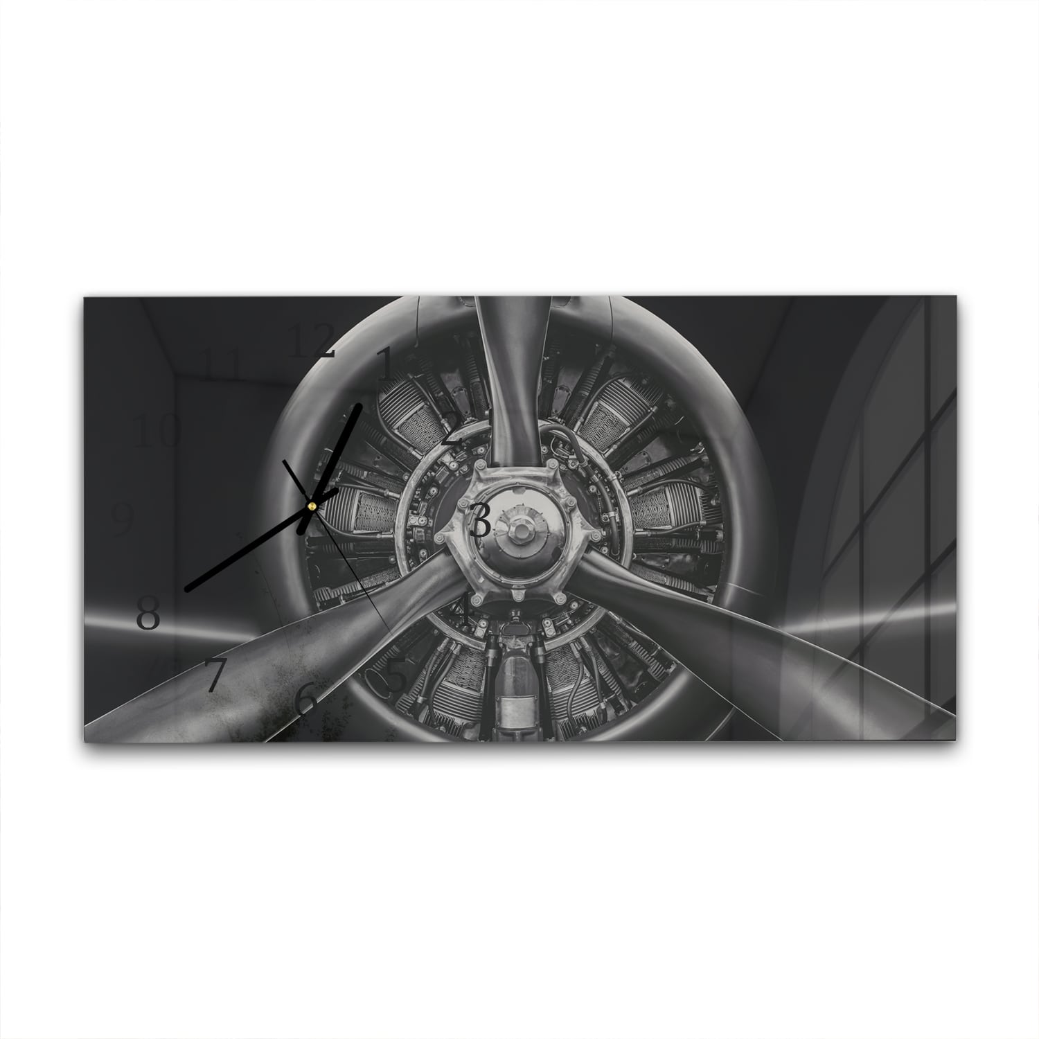 Wanduhr 60x30 - Flugzeug-Radialmotor