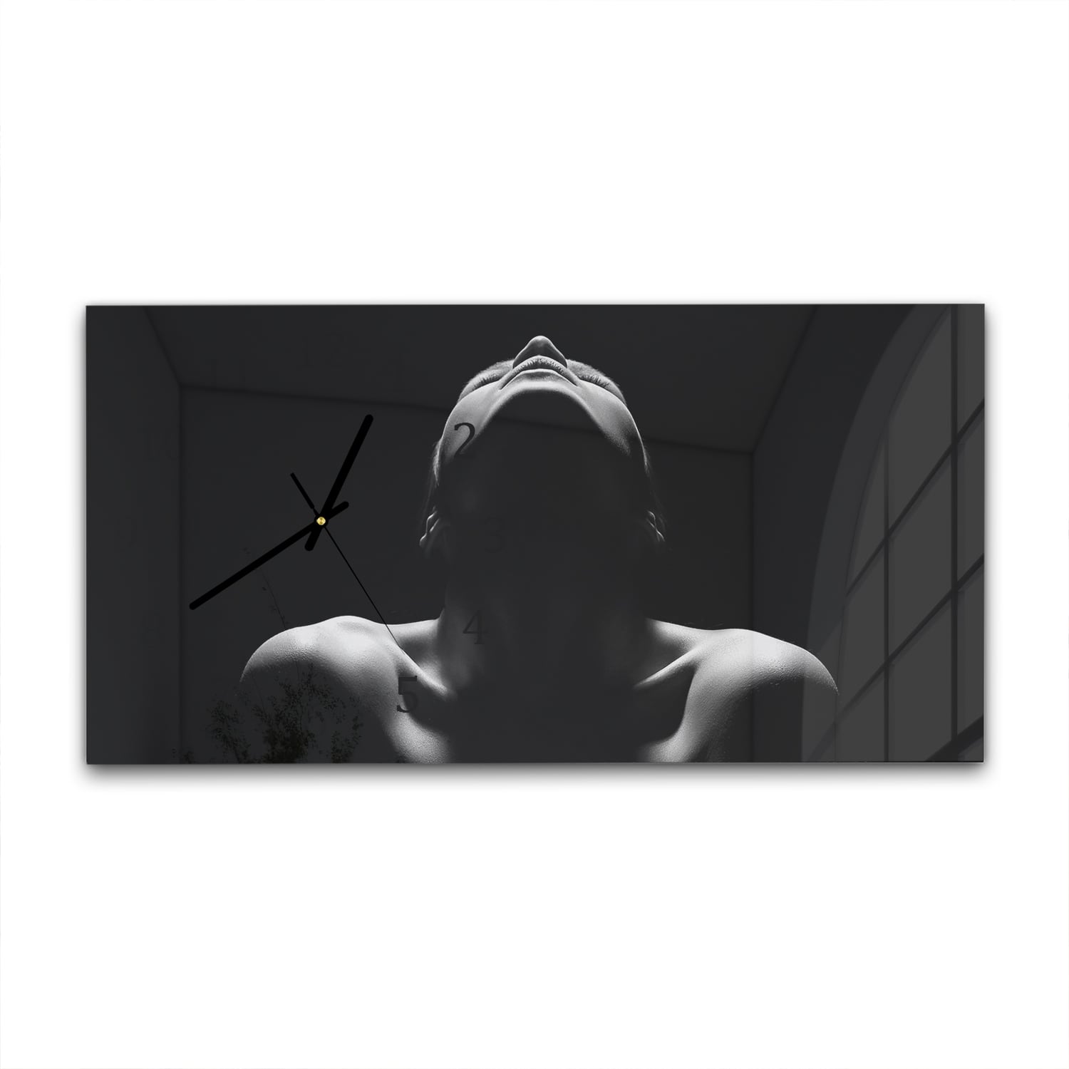 Wanduhr 60x30 - Frau in Schwarz-Weiß