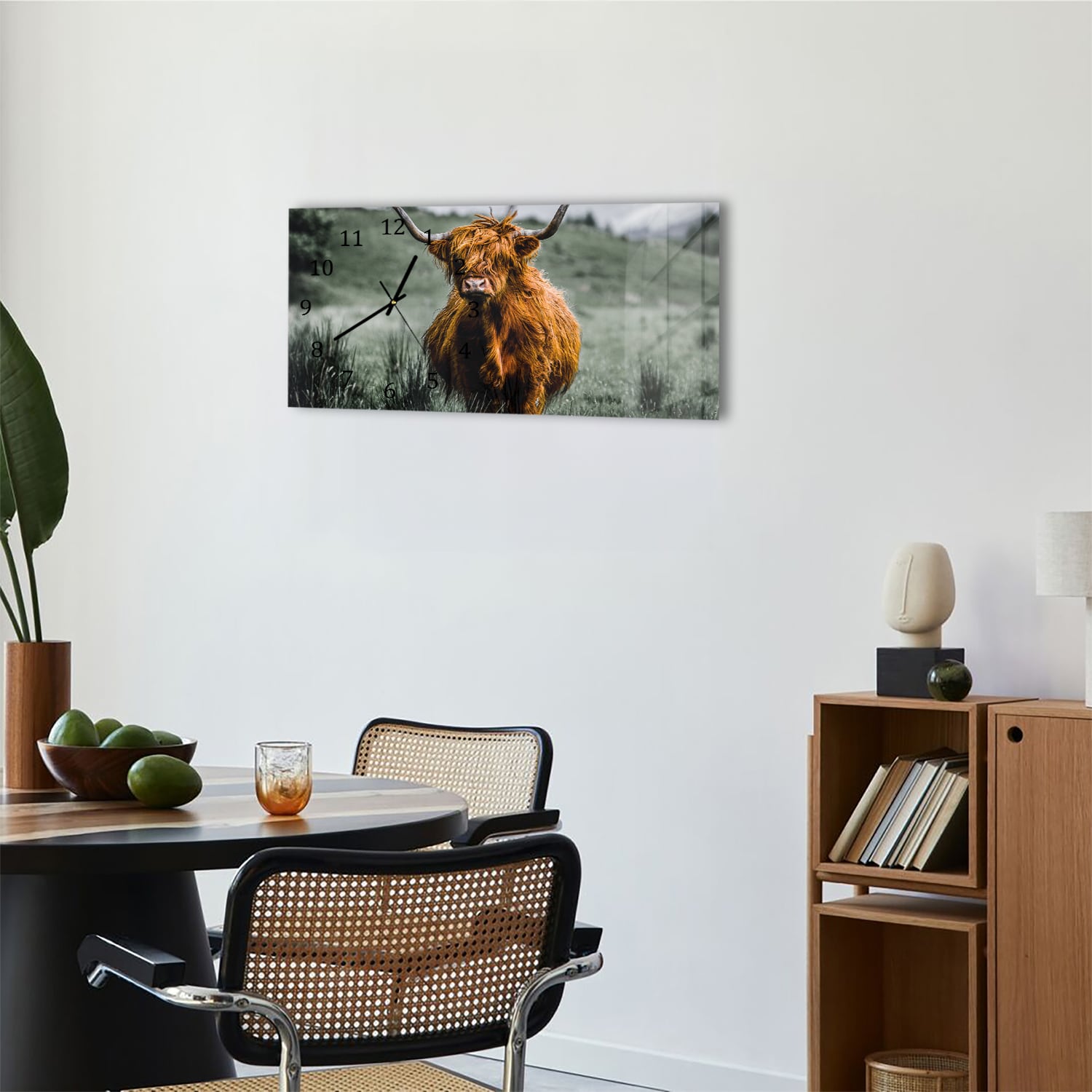 Wanduhr 60x30 - Schottisches Hochlandrind