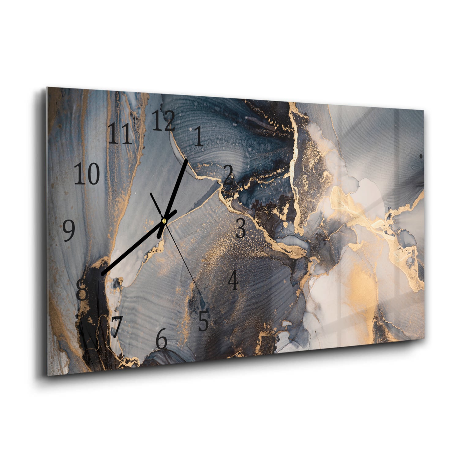 Wanduhr 60x30 - Schwarz-Gold-abstrakte Kunst