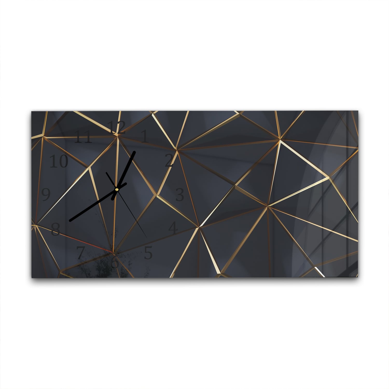 Wanduhr 60x30 - Schwarz-goldene geometrische Formen