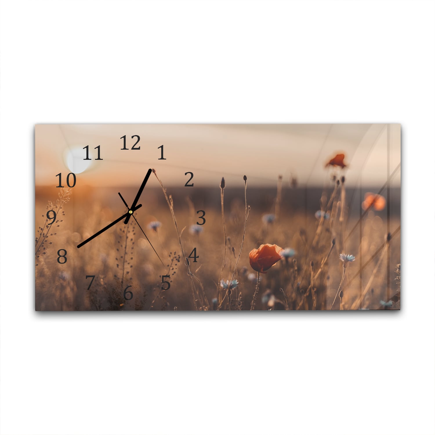 Wanduhr 60x30 - Mohnblumen im Feld