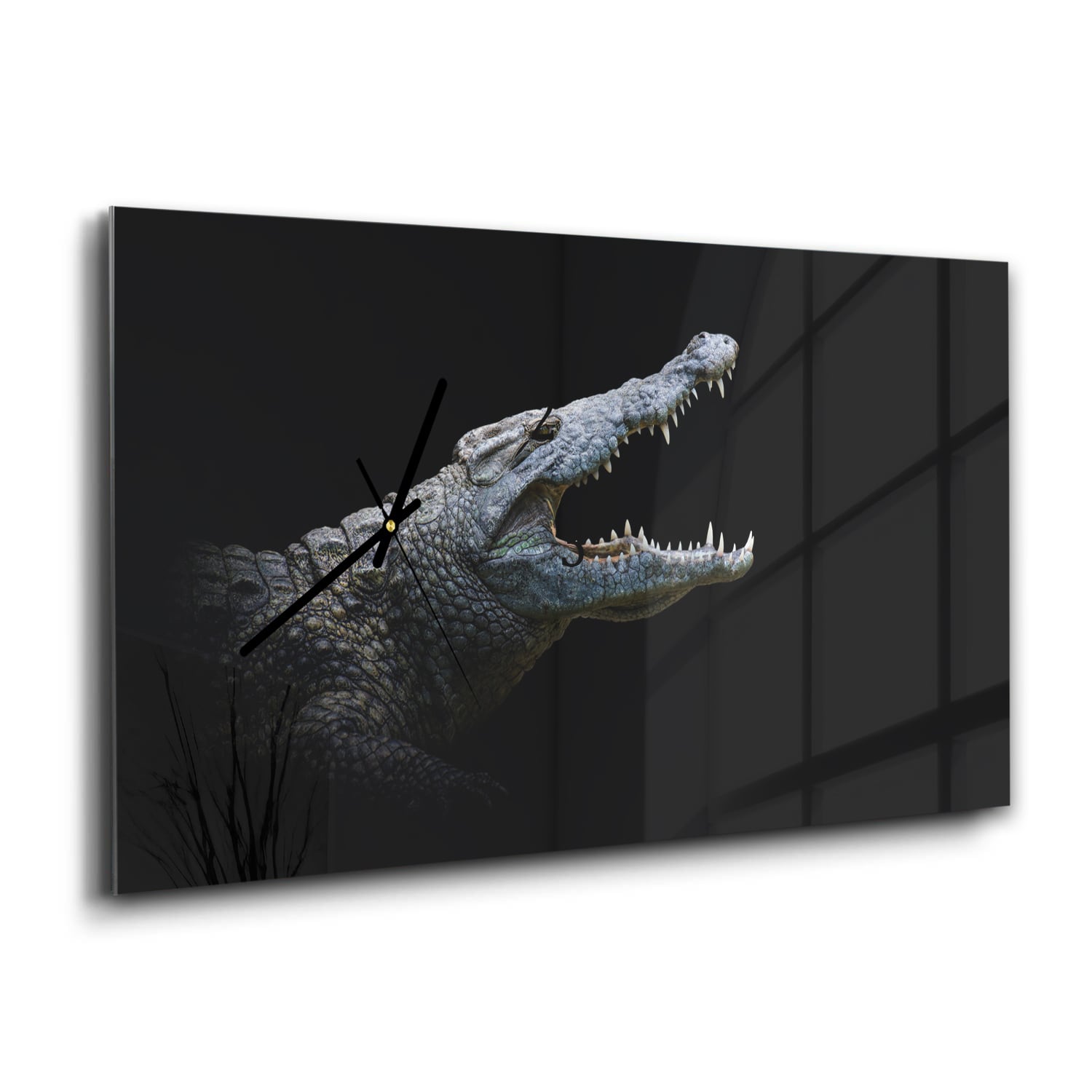 Wanduhr 60x30 - Krokodil