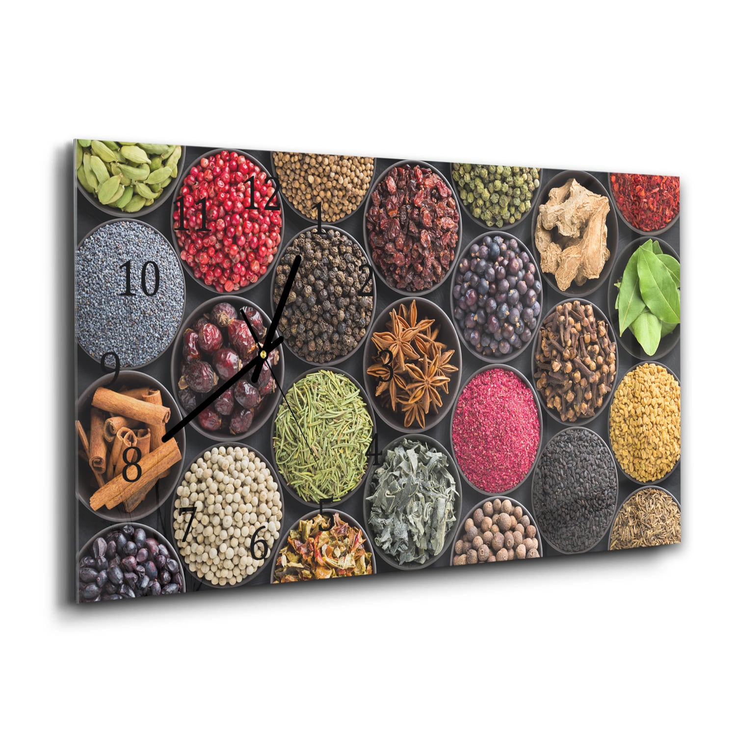 Wanduhr 60x30 - Bunte Kräuter