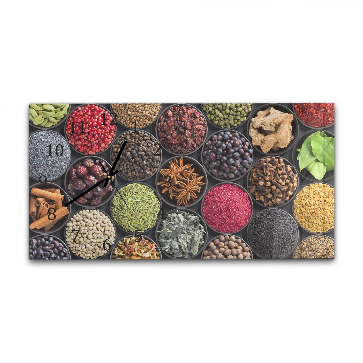 Wanduhr 60x30 - Bunte Kräuter