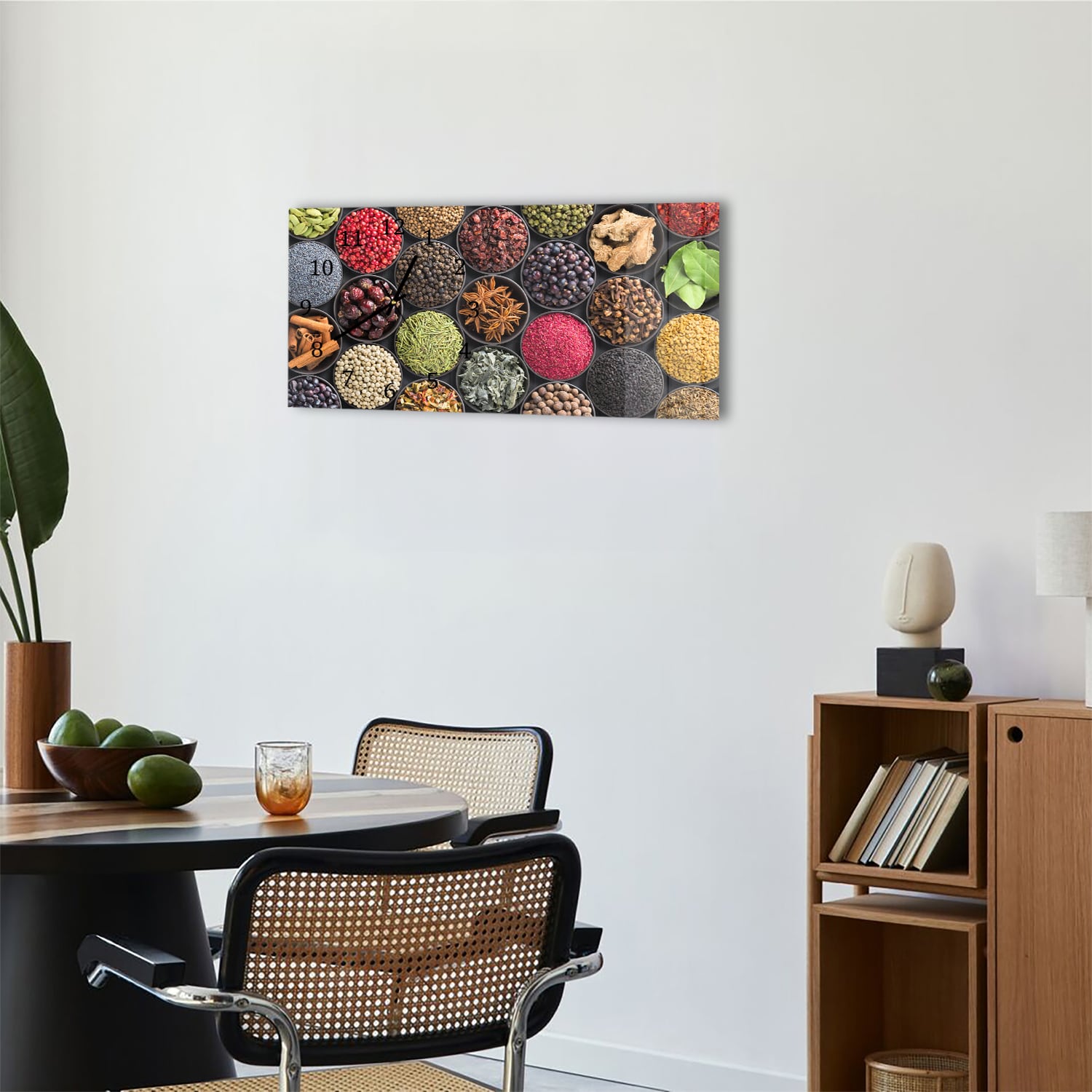 Wanduhr 60x30 - Bunte Kräuter