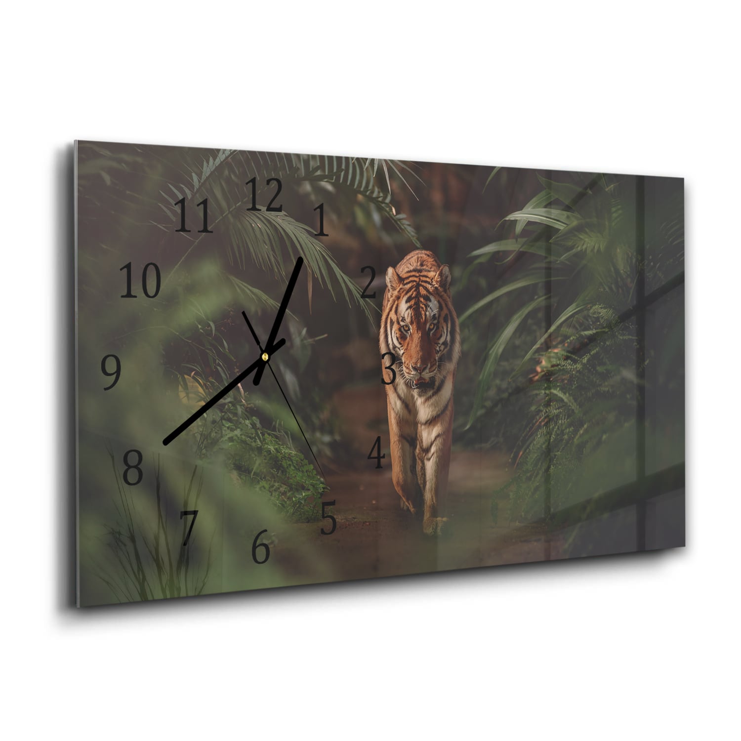 Wanduhr 60x30 - Tiger im Wald