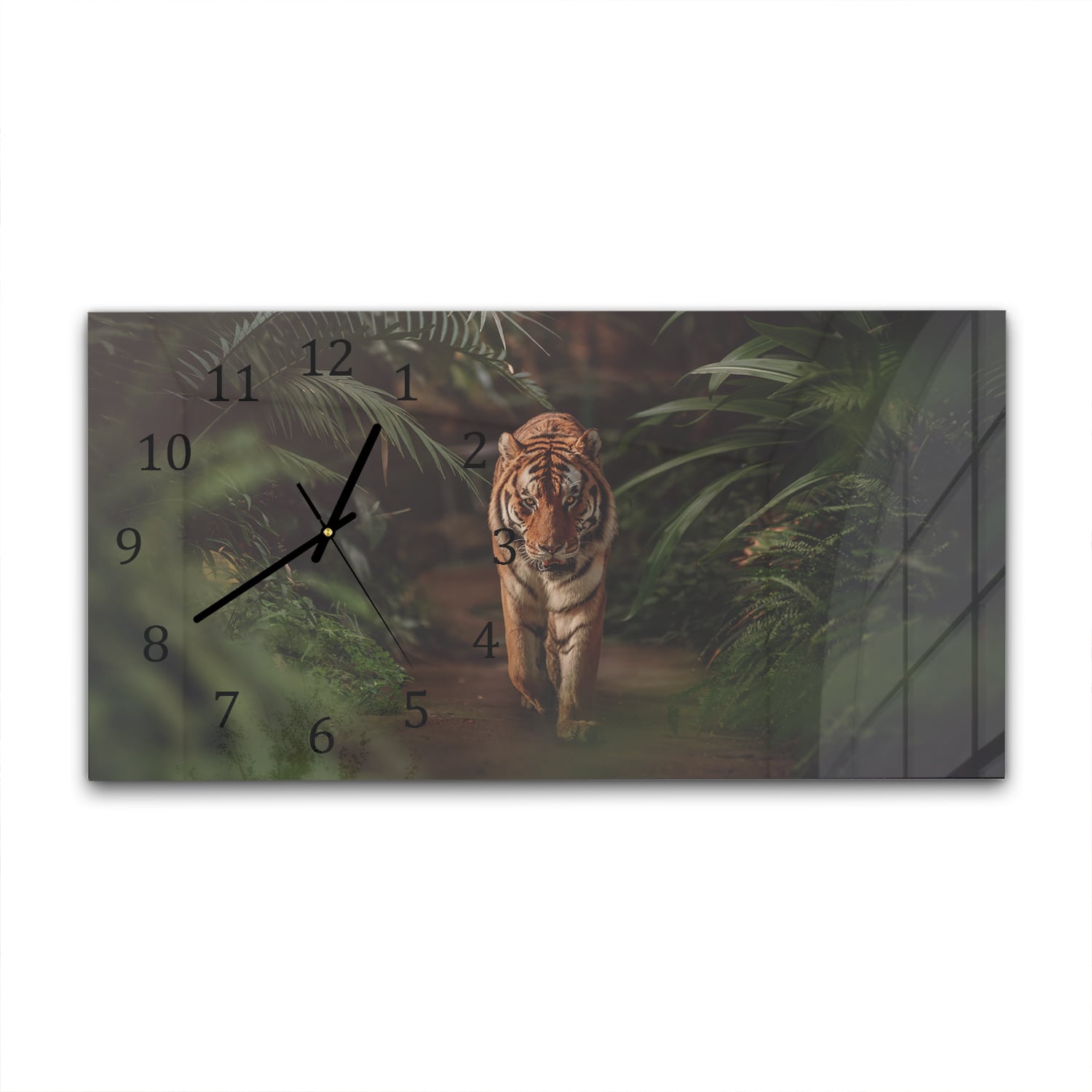 Wanduhr 60x30 - Tiger im Wald