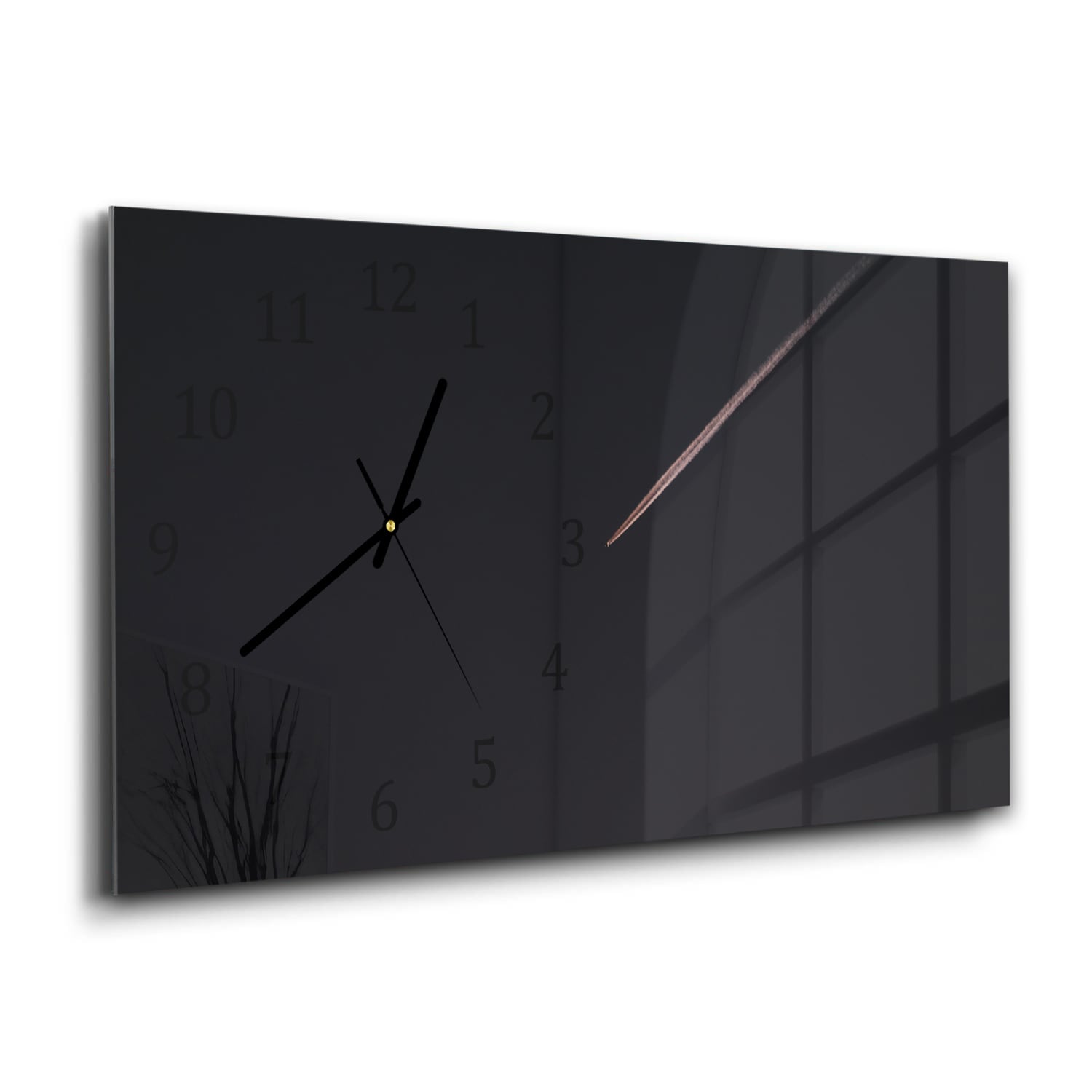 Wanduhr 60x30 - Flugzeug in der Nacht