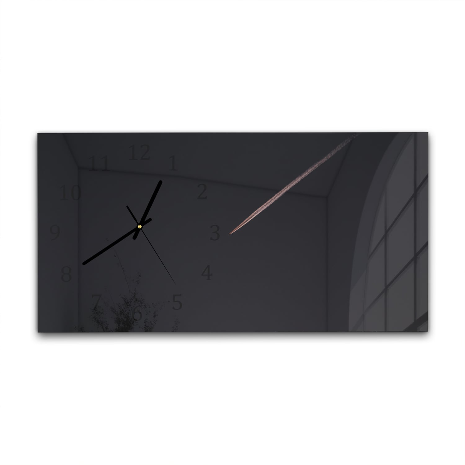 Wanduhr 60x30 - Flugzeug in der Nacht