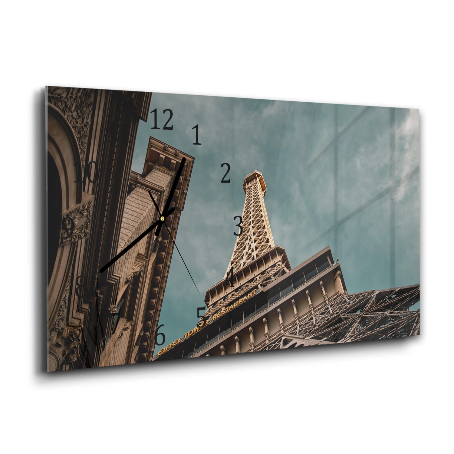 Wanduhr 60x30 - Eiffelturm von unten