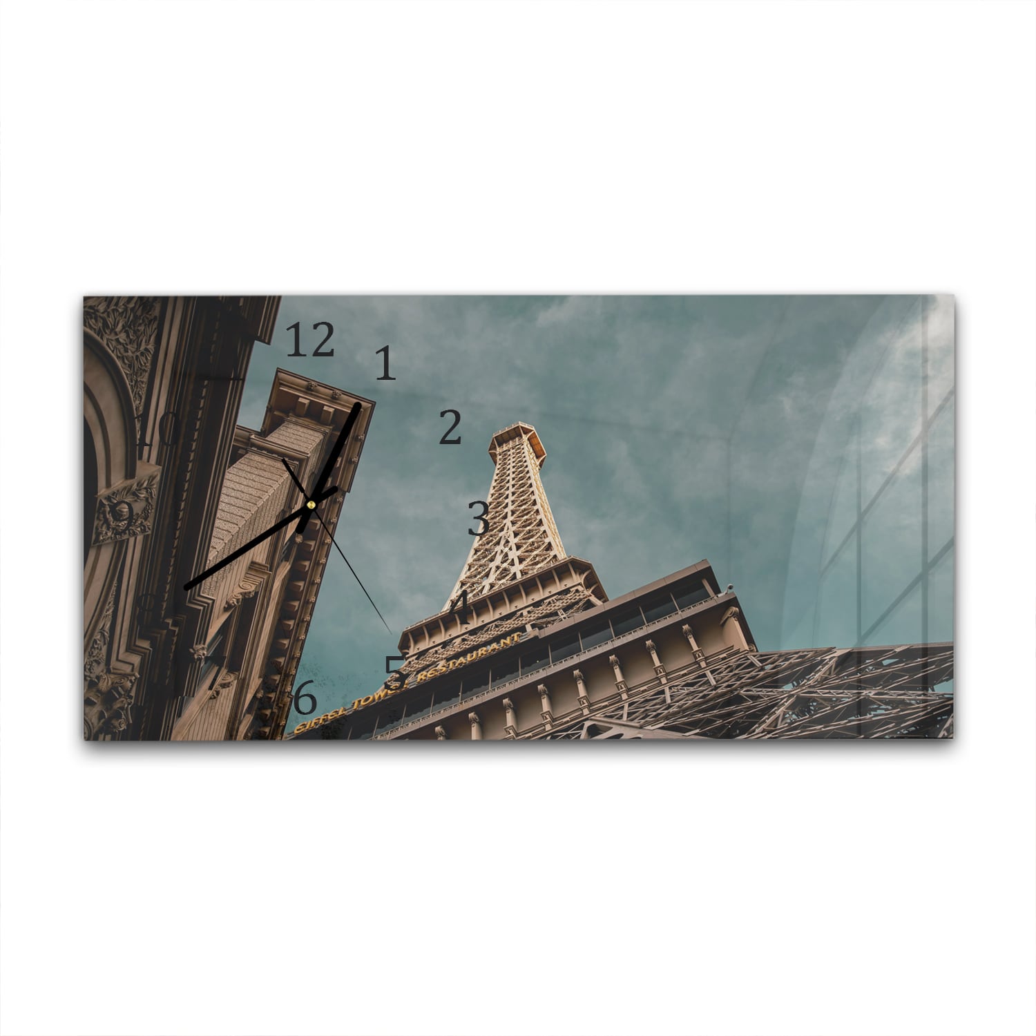 Wanduhr 60x30 - Eiffelturm von unten