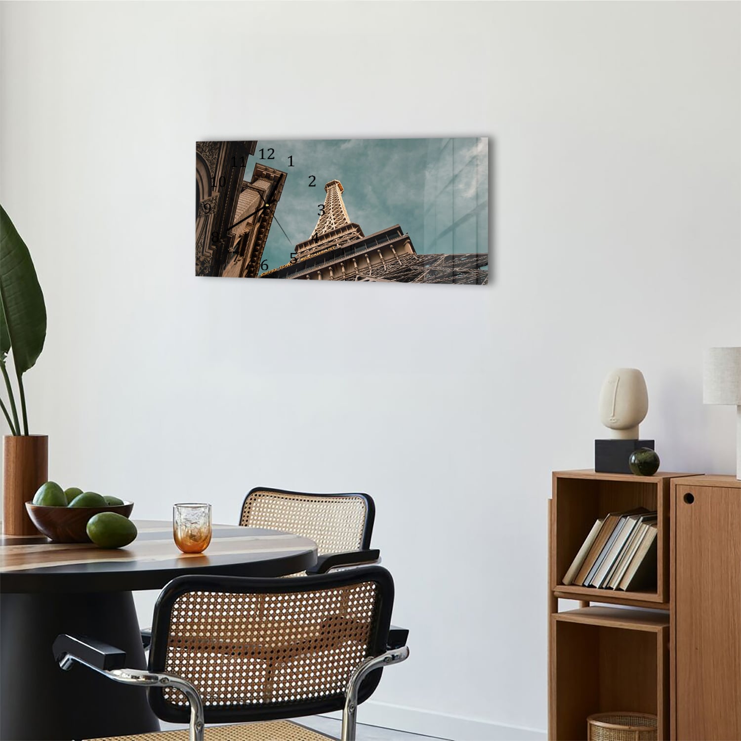 Wanduhr 60x30 - Eiffelturm von unten
