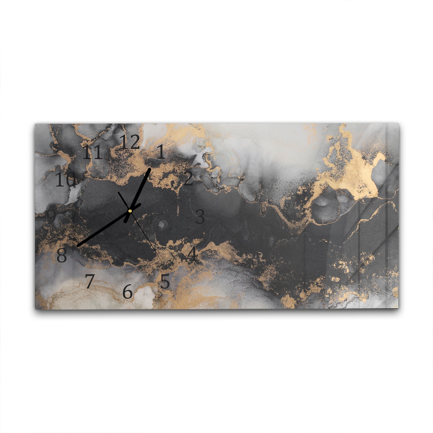 Wanduhr 60x30 - Luxuriöser Schwarz-Gold-Marmor