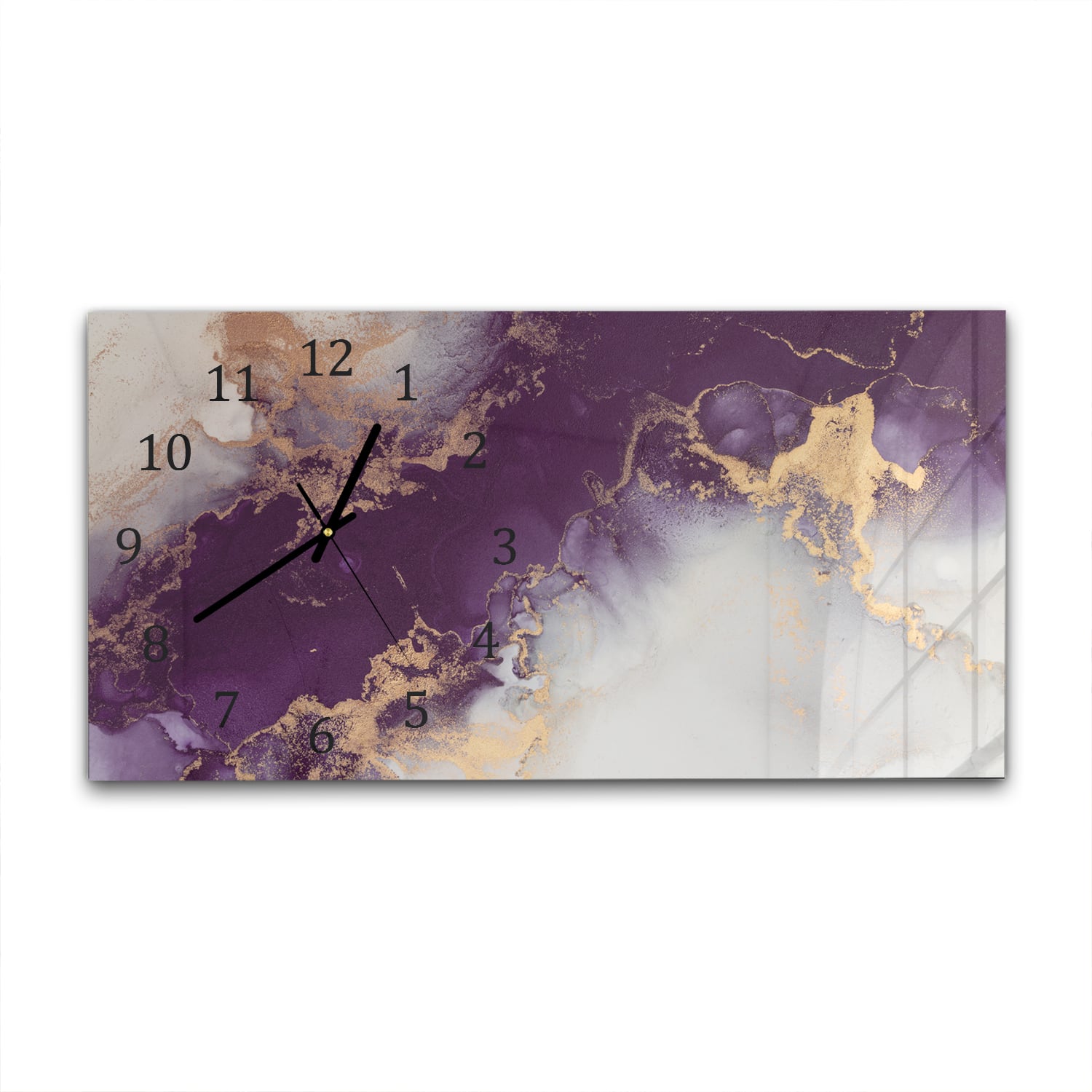 Wanduhr 60x30 - Luxuriöser Rot-Gold-Marmor