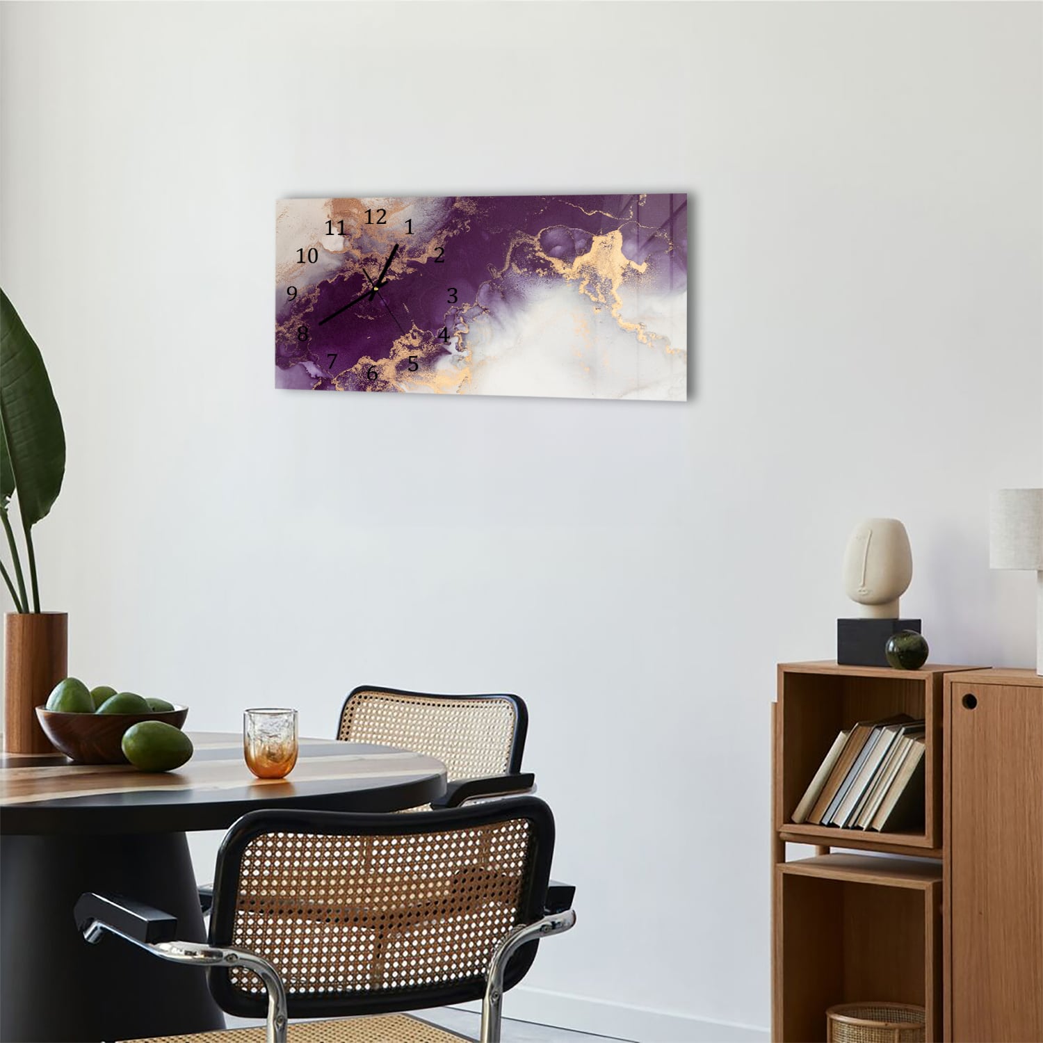 Wanduhr 60x30 - Luxuriöser Rot-Gold-Marmor