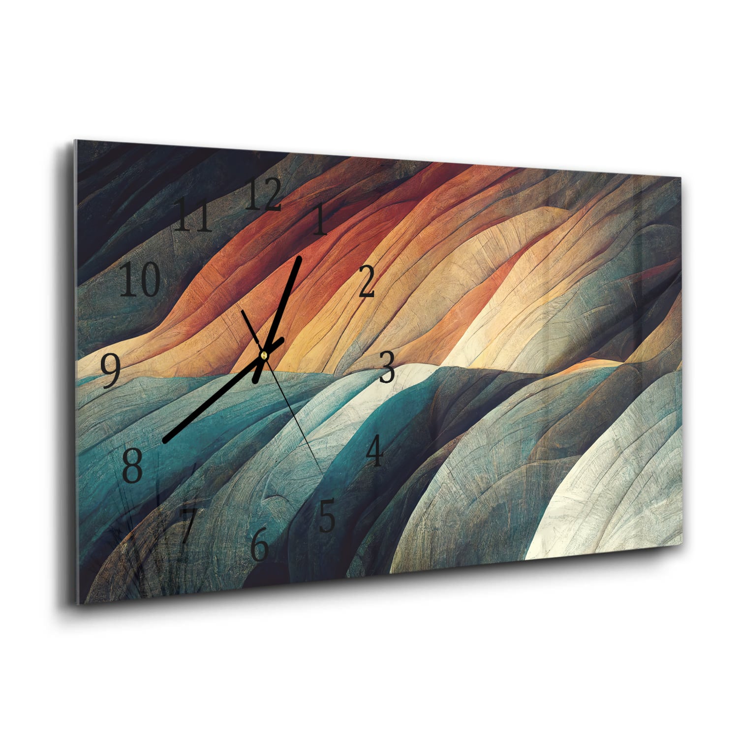 Wanduhr 60x30 - Abstrakte natürliche Wellen