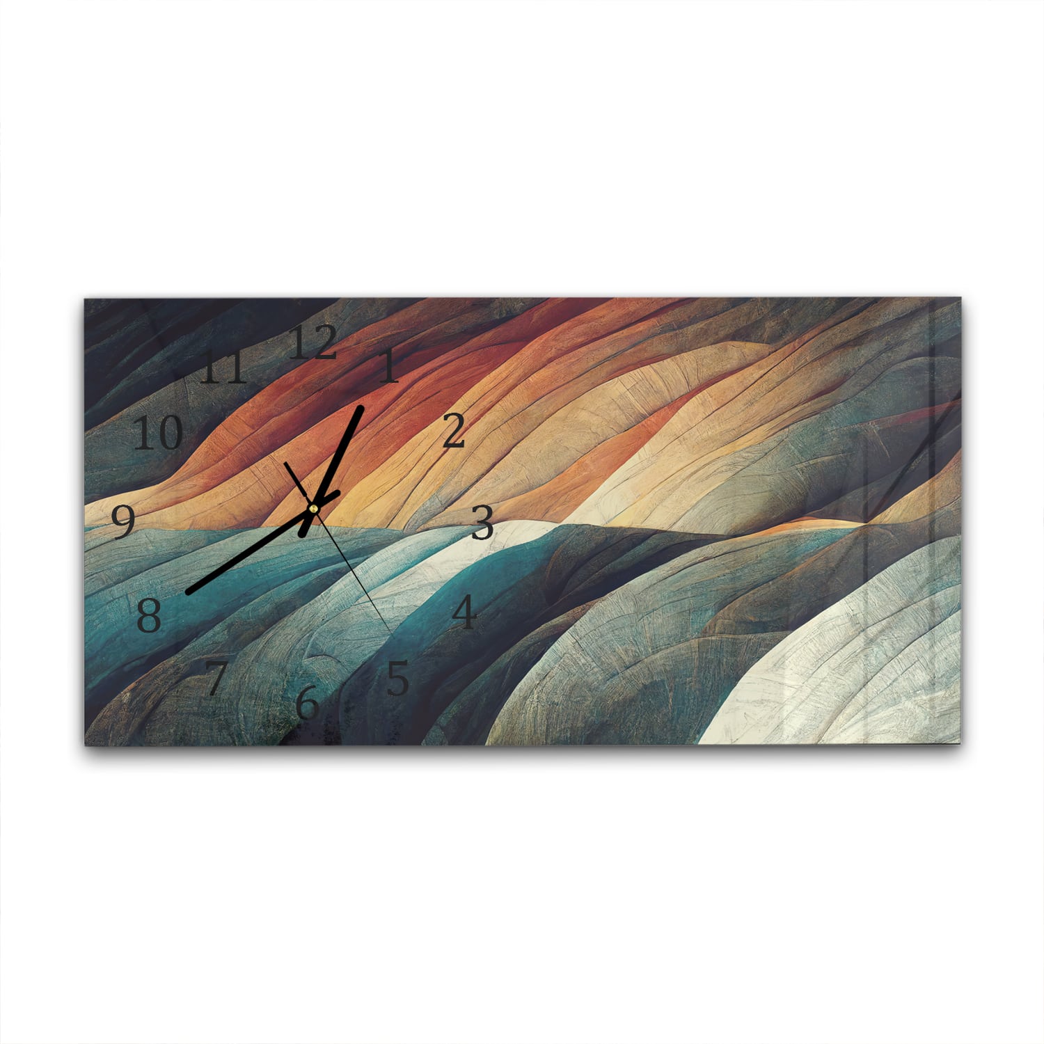 Wanduhr 60x30 - Abstrakte natürliche Wellen