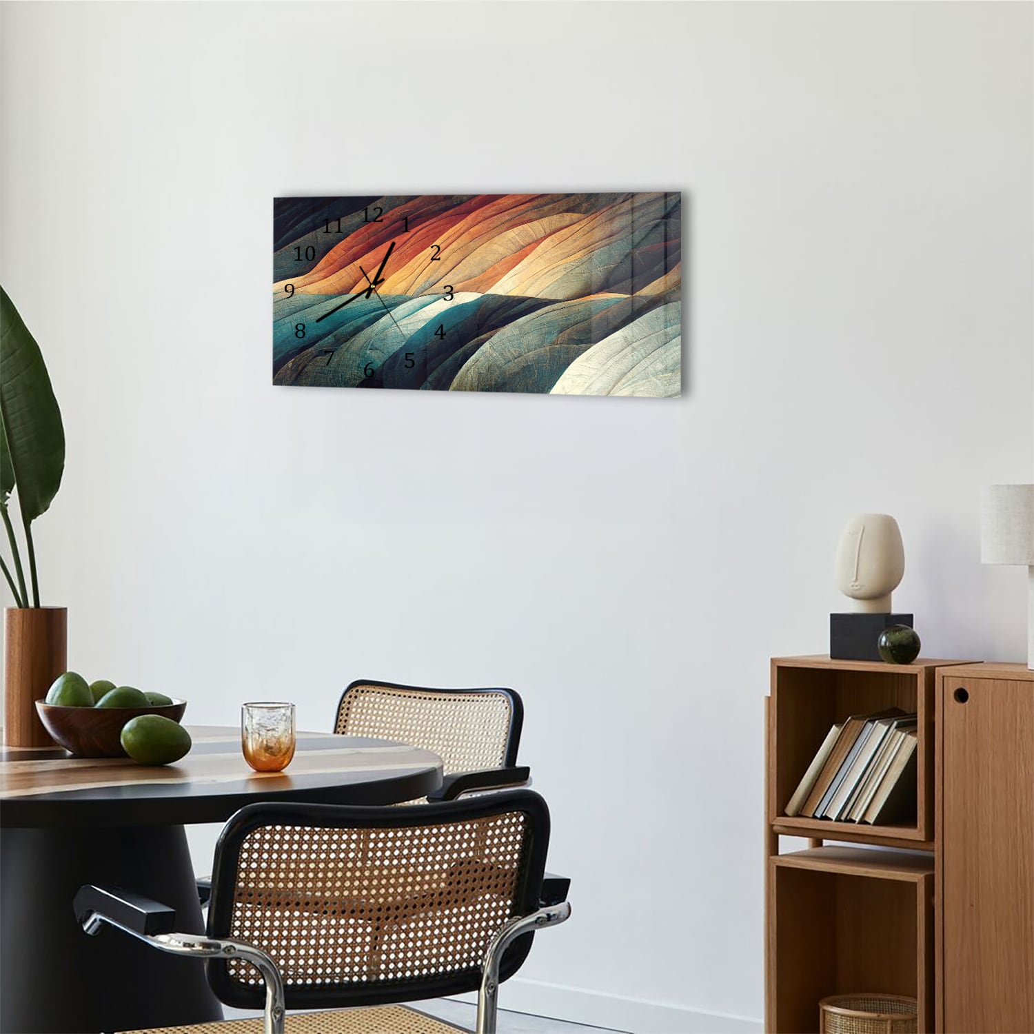 Wanduhr 60x30 - Abstrakte natürliche Wellen