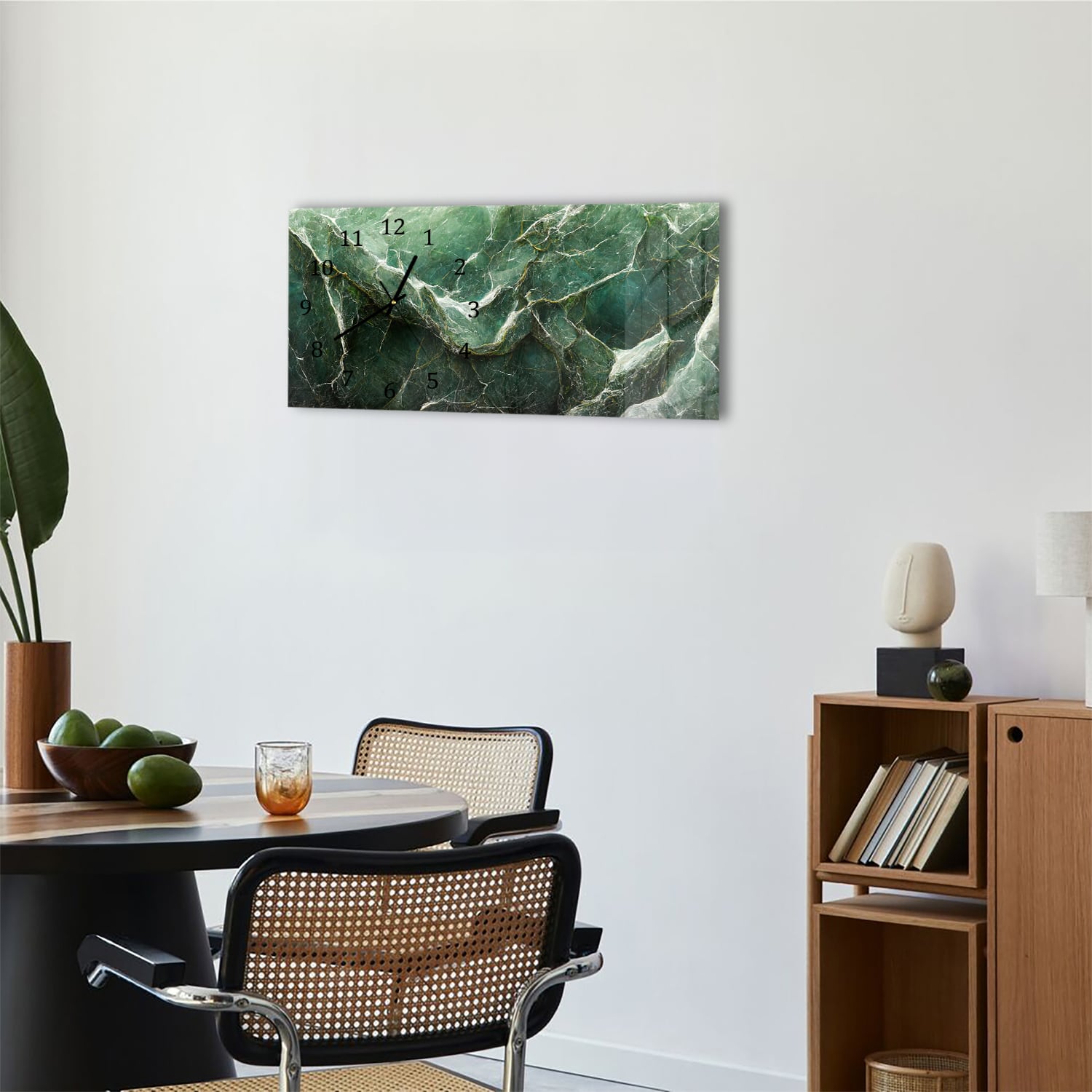 Wanduhr 60x30 - Luxuriöser grüner Marmor