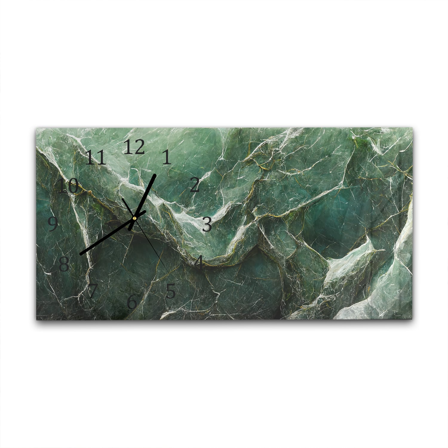 Wanduhr 60x30 - Luxuriöser grüner Marmor