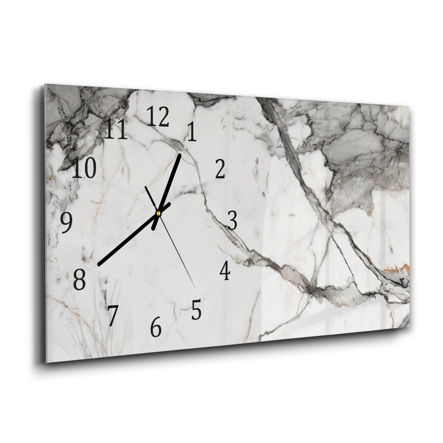 Wanduhr 60x30 - Weiß-grauer Marmor
