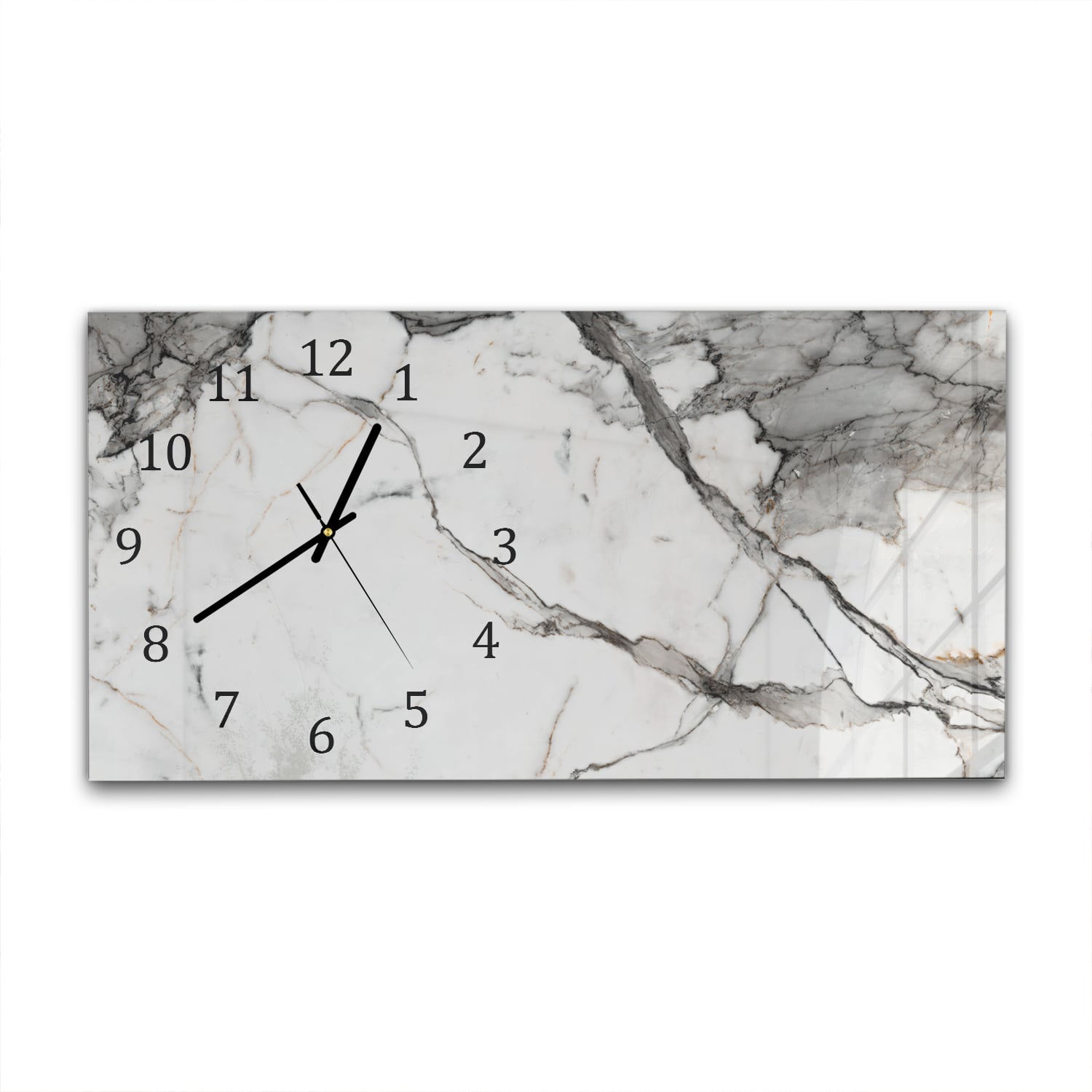 Wanduhr 60x30 - Weiß-grauer Marmor