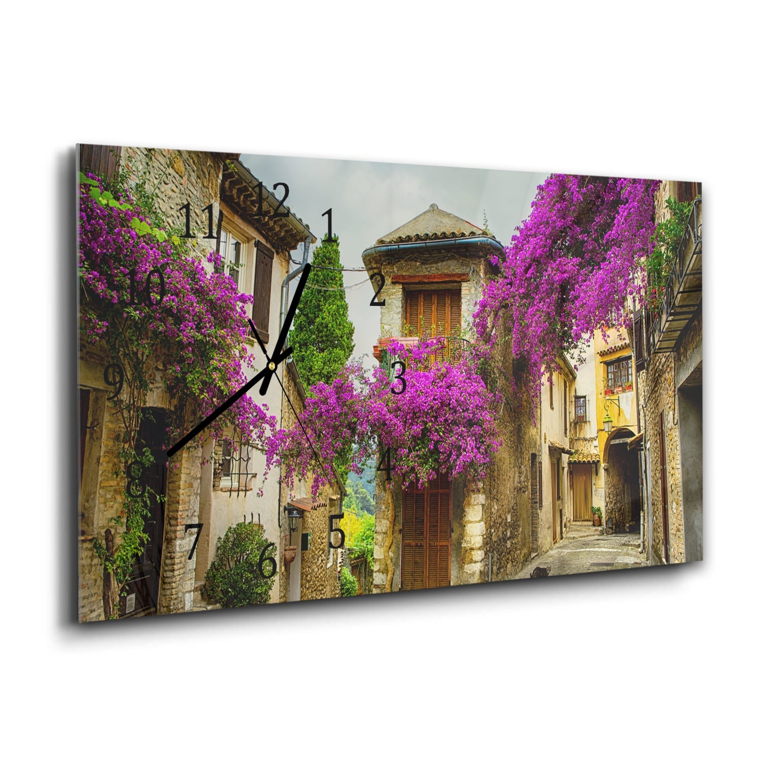 Wanduhr 60x30 - Altes Städtchen in der Provence