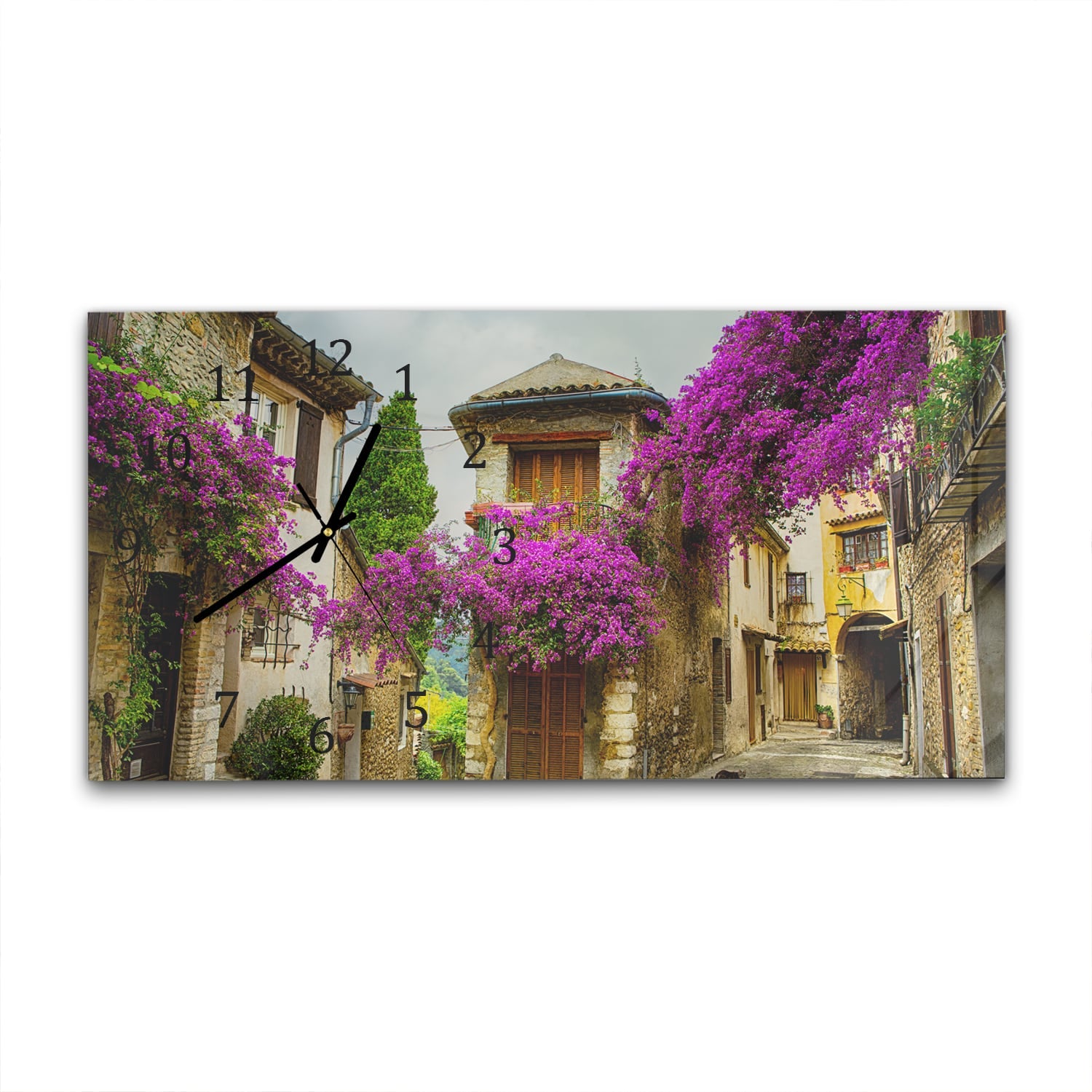 Wanduhr 60x30 - Altes Städtchen in der Provence