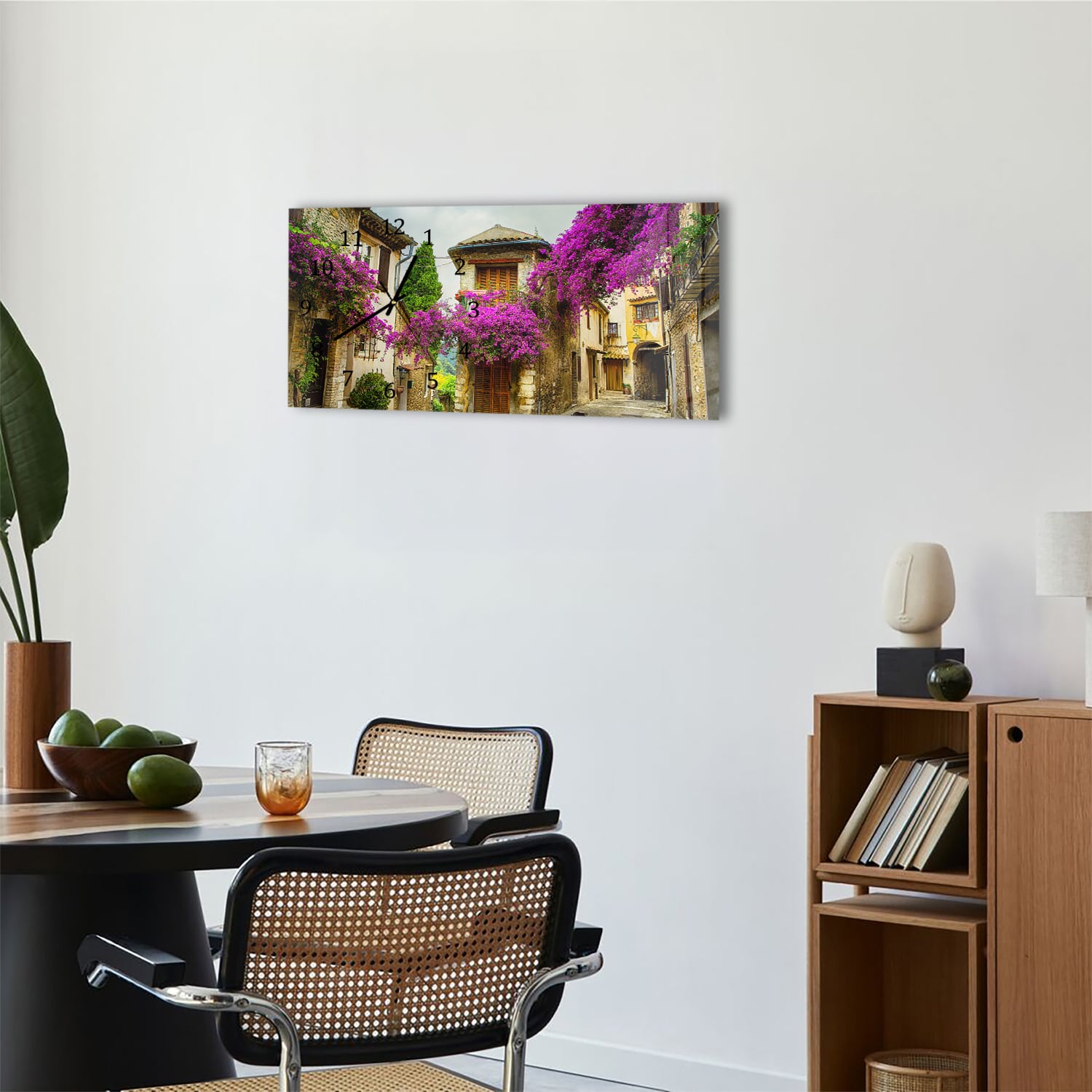 Wanduhr 60x30 - Altes Städtchen in der Provence