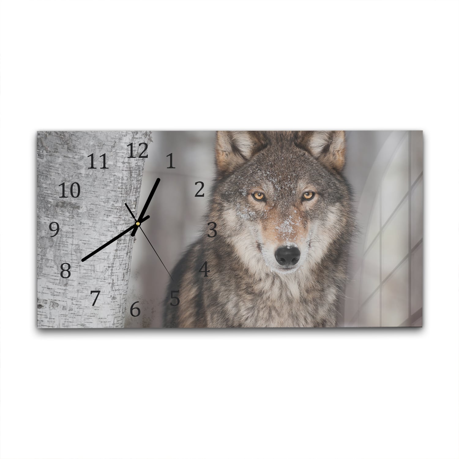 Wanduhr 60x30 - Grauer Wolf