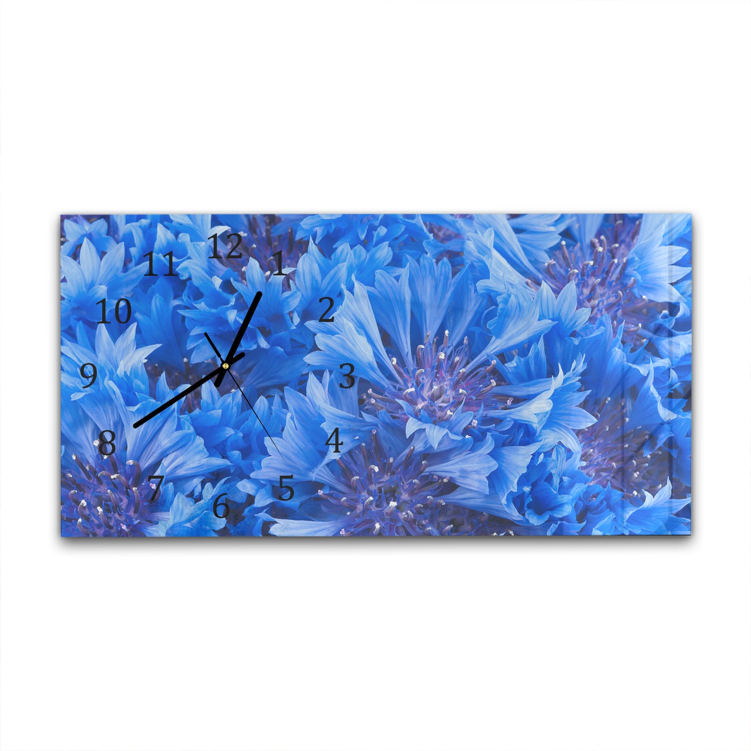 Wanduhr 60x30 - Blaue Kornblume