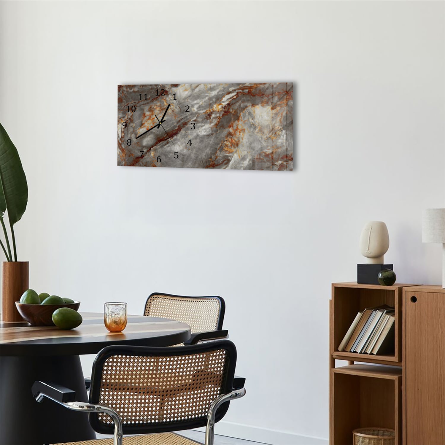 Wanduhr 60x30 - Rostroter Marmor