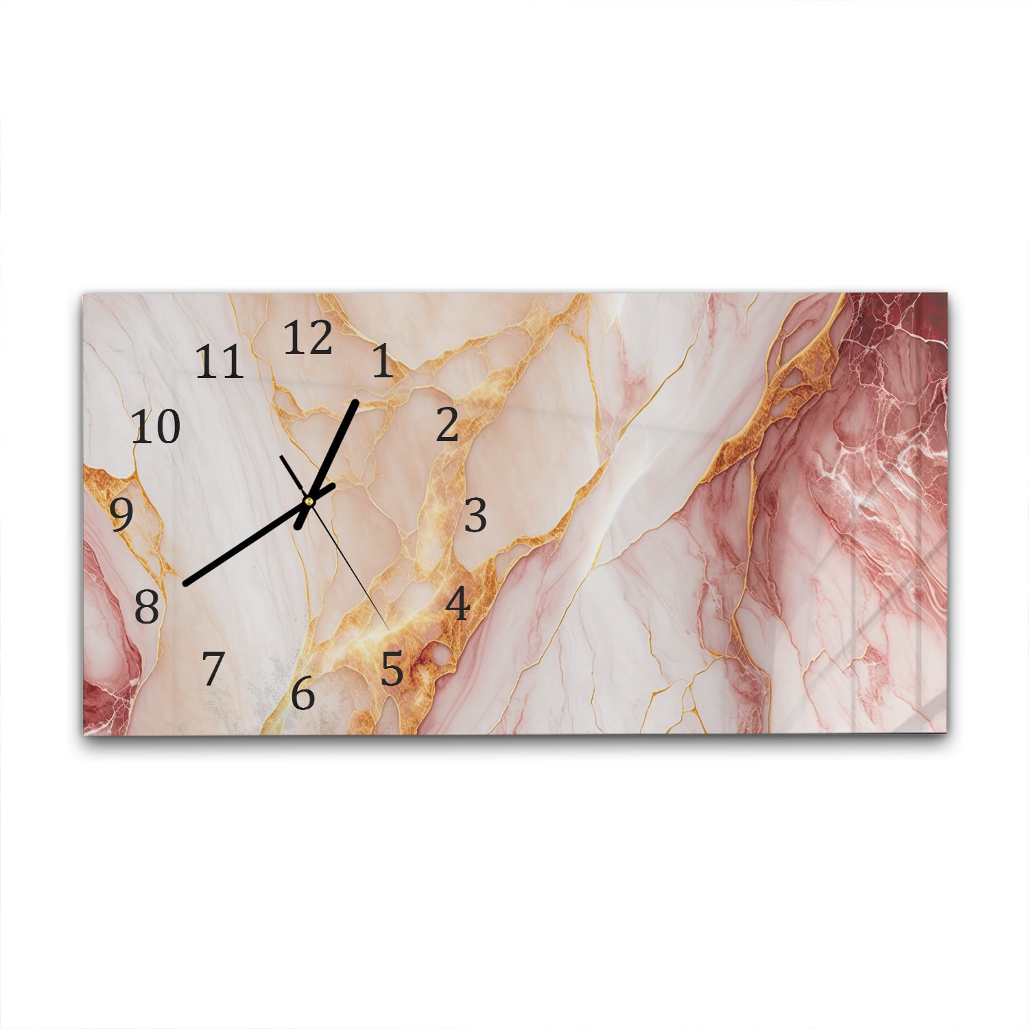 Wanduhr 60x30 - Rot-rosa Marmor