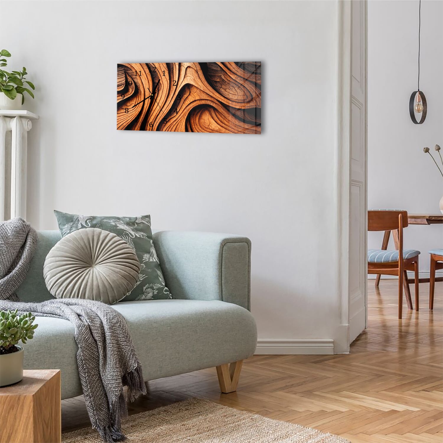Wanduhr 60x30 - Abstrakte Holztextur