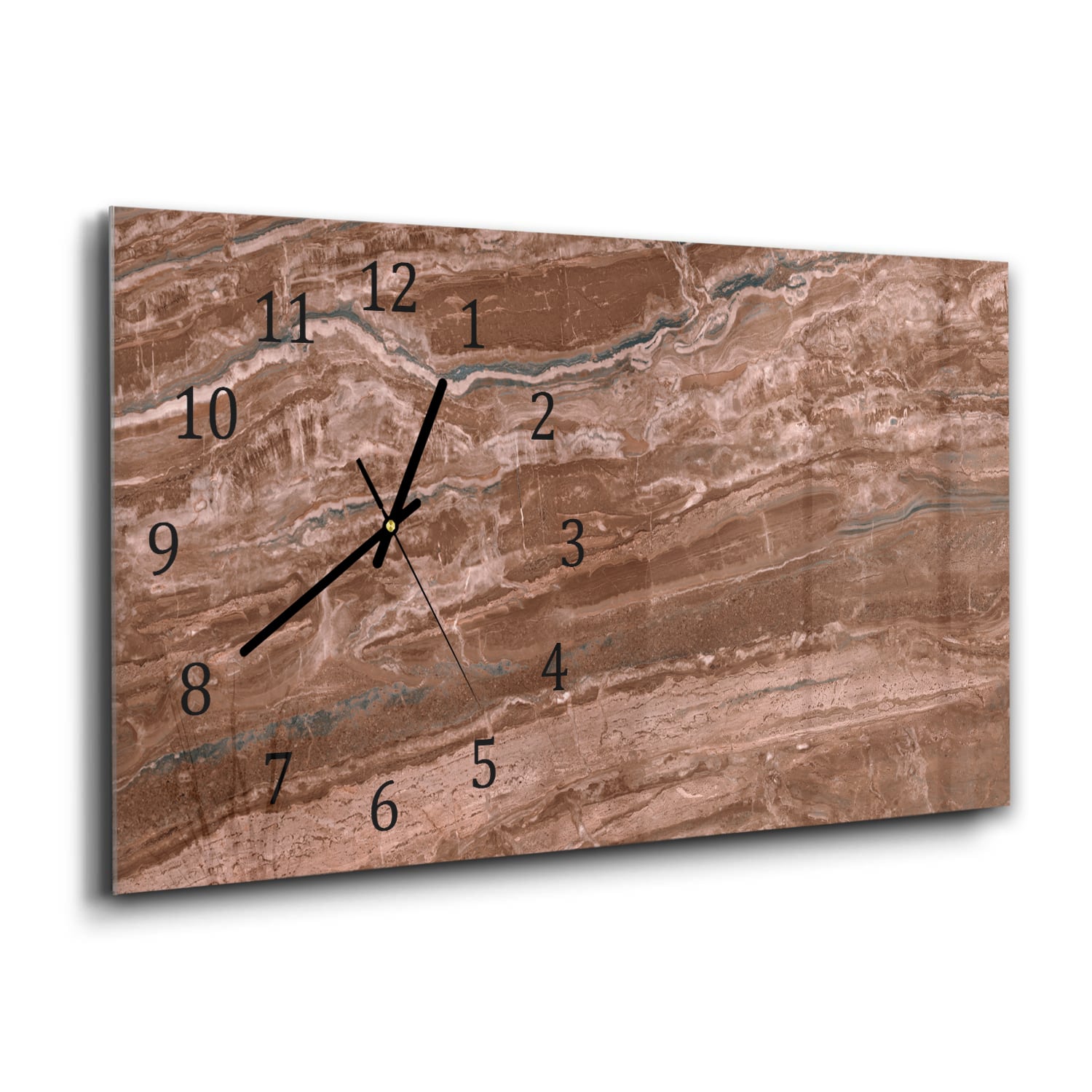 Wanduhr 60x30 - Erdbrauner Marmor