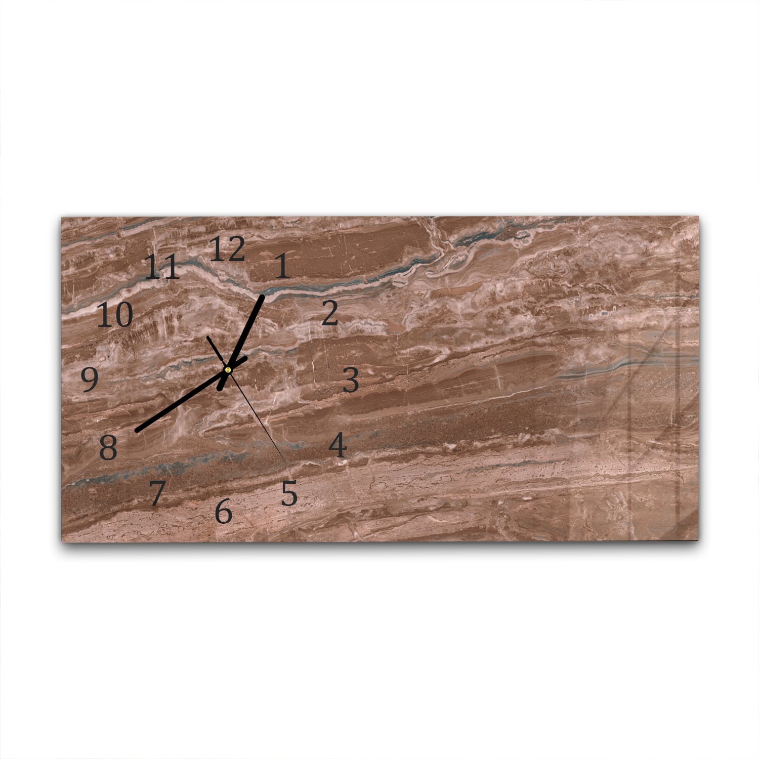 Wanduhr 60x30 - Erdbrauner Marmor