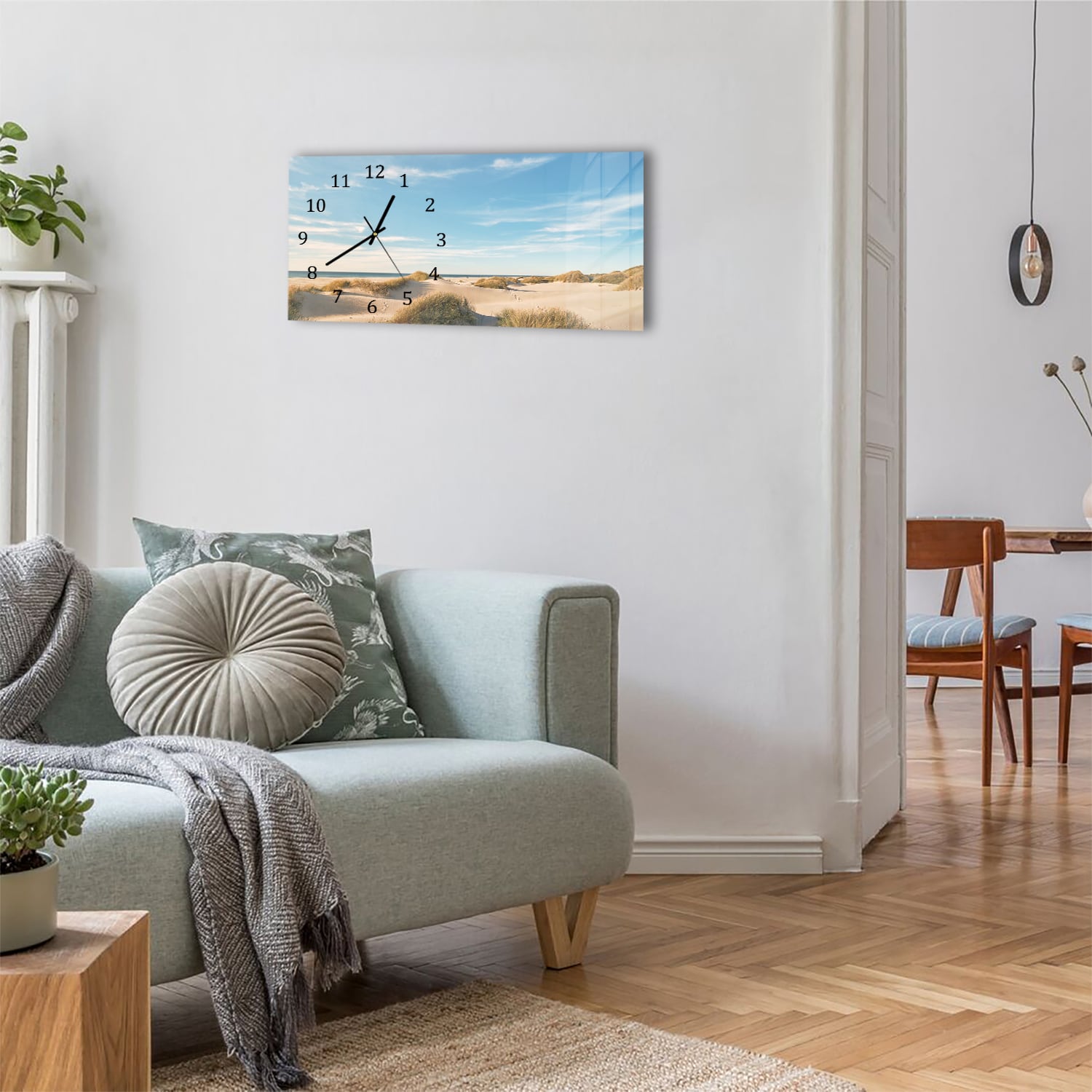 Wanduhr 60x30 - Dünen an der dänischen Küste