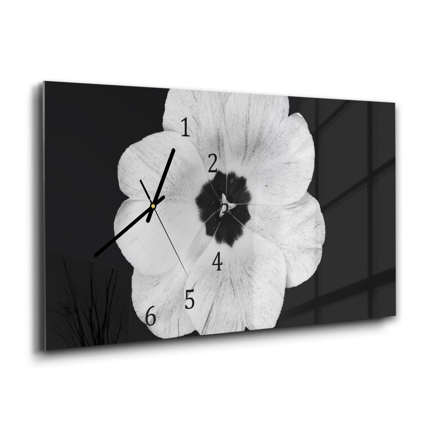 Wanduhr 60x30 - Weiße Tulpe