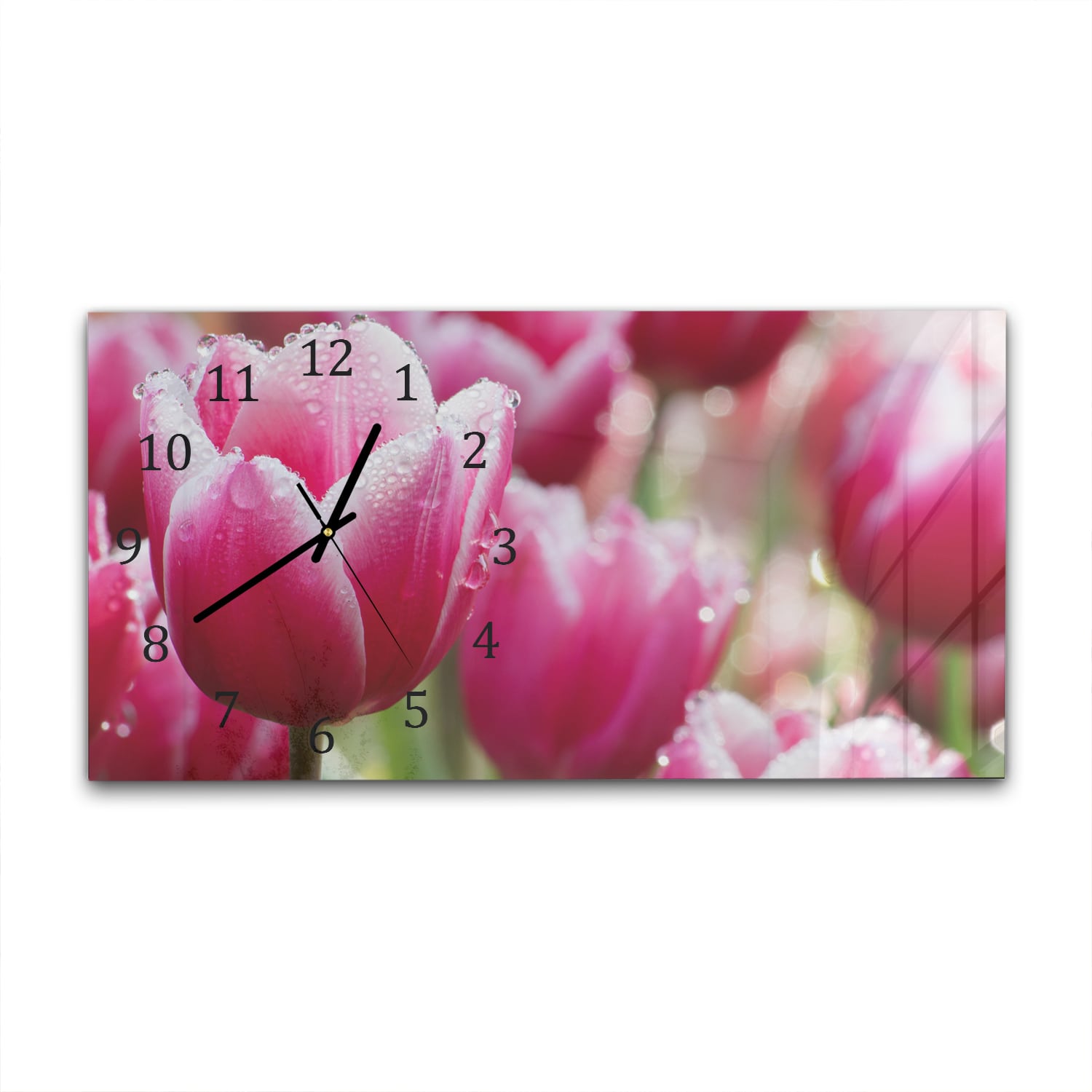 Wanduhr 60x30 - Nasse Tulpen