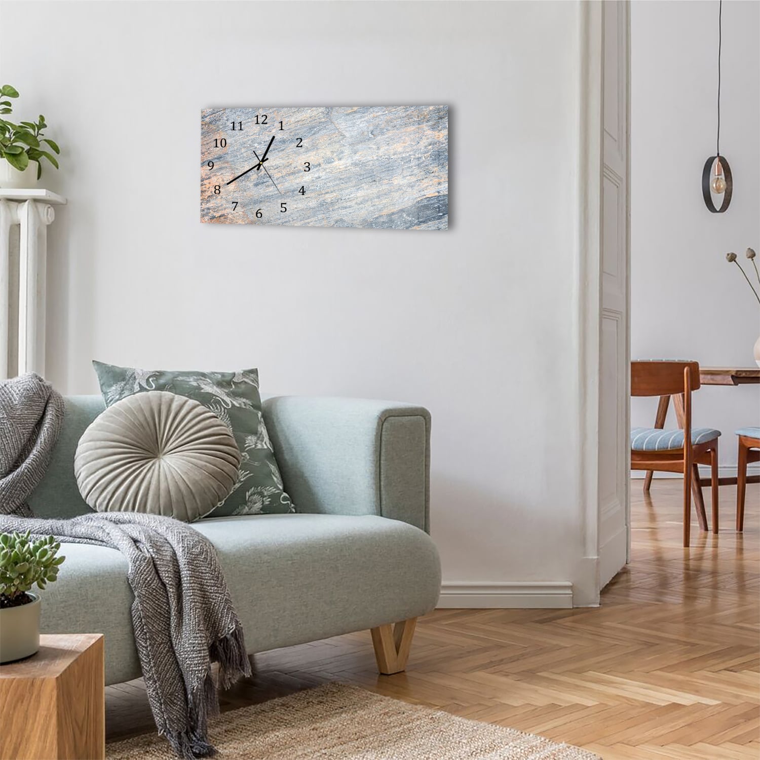 Wanduhr 60x30 - Bunter Schiefer