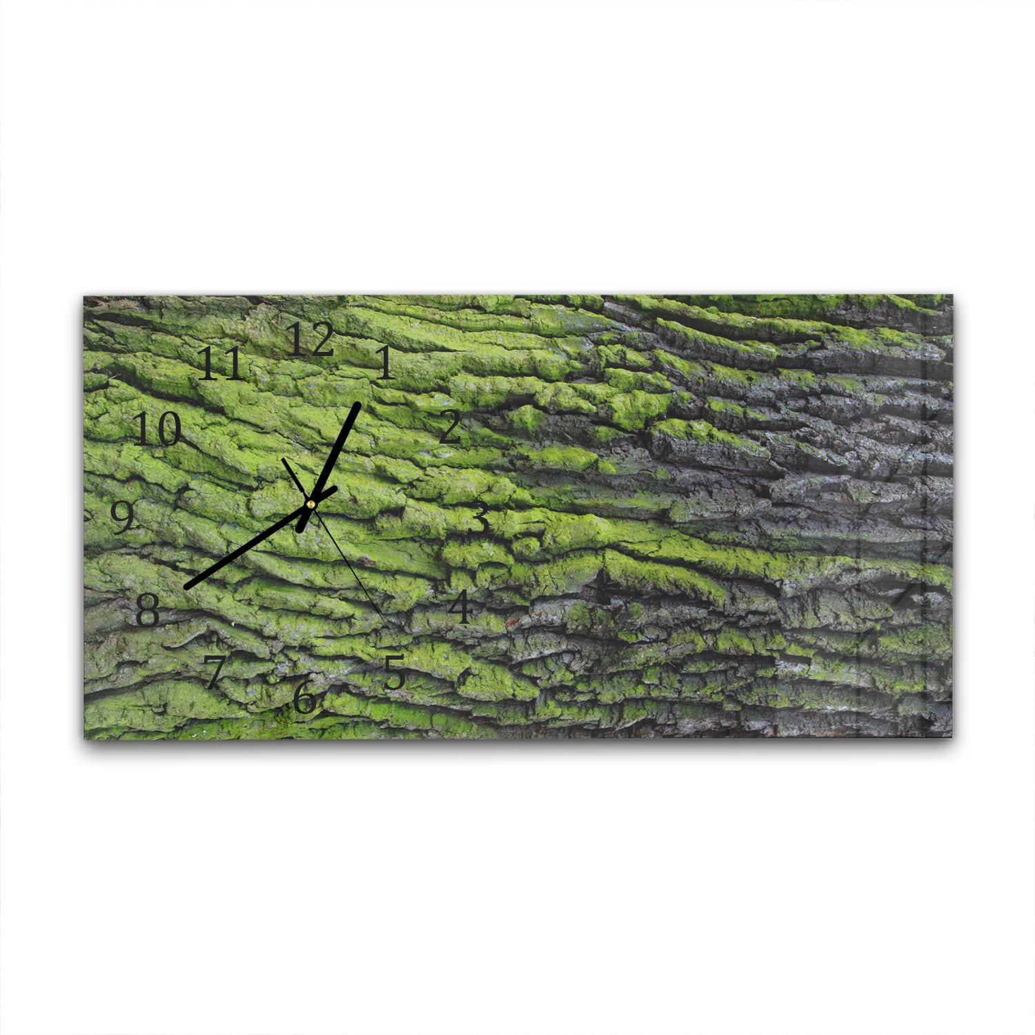 Wanduhr 60x30 - Grüne Rinden-Textur