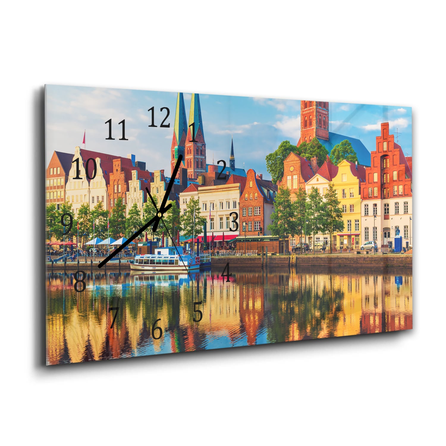 Wanduhr 60x30 - Lübeck am Wasser