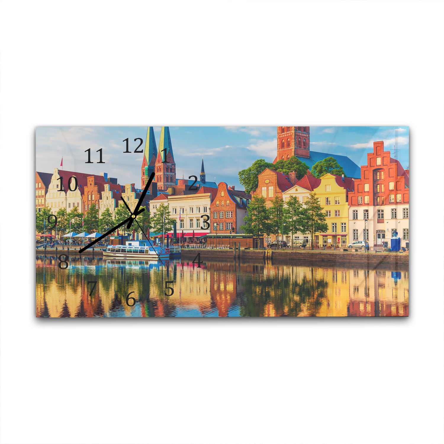 Wanduhr 60x30 - Lübeck am Wasser