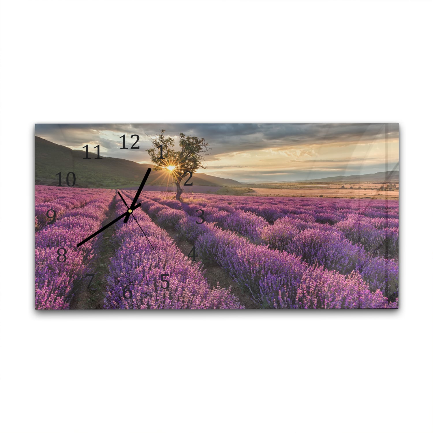 Wanduhr 60x30 - Lavendelfeld