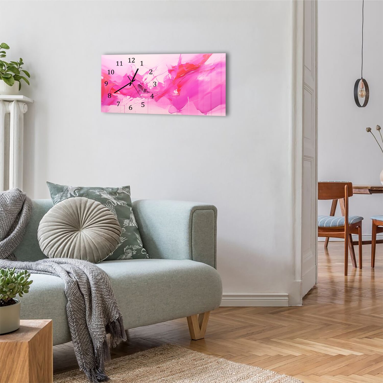 Wanduhr 60x30 - Abstrakte Farbart