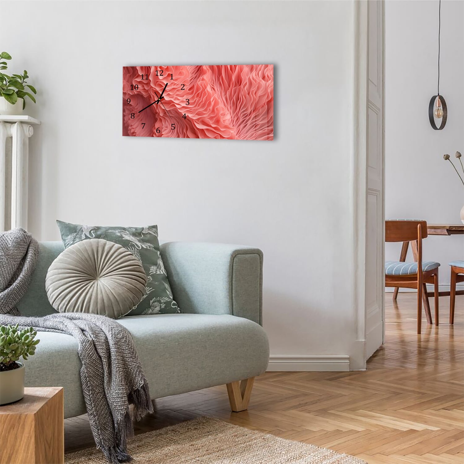 Wanduhr 60x30 - Organische Textur von Korallen