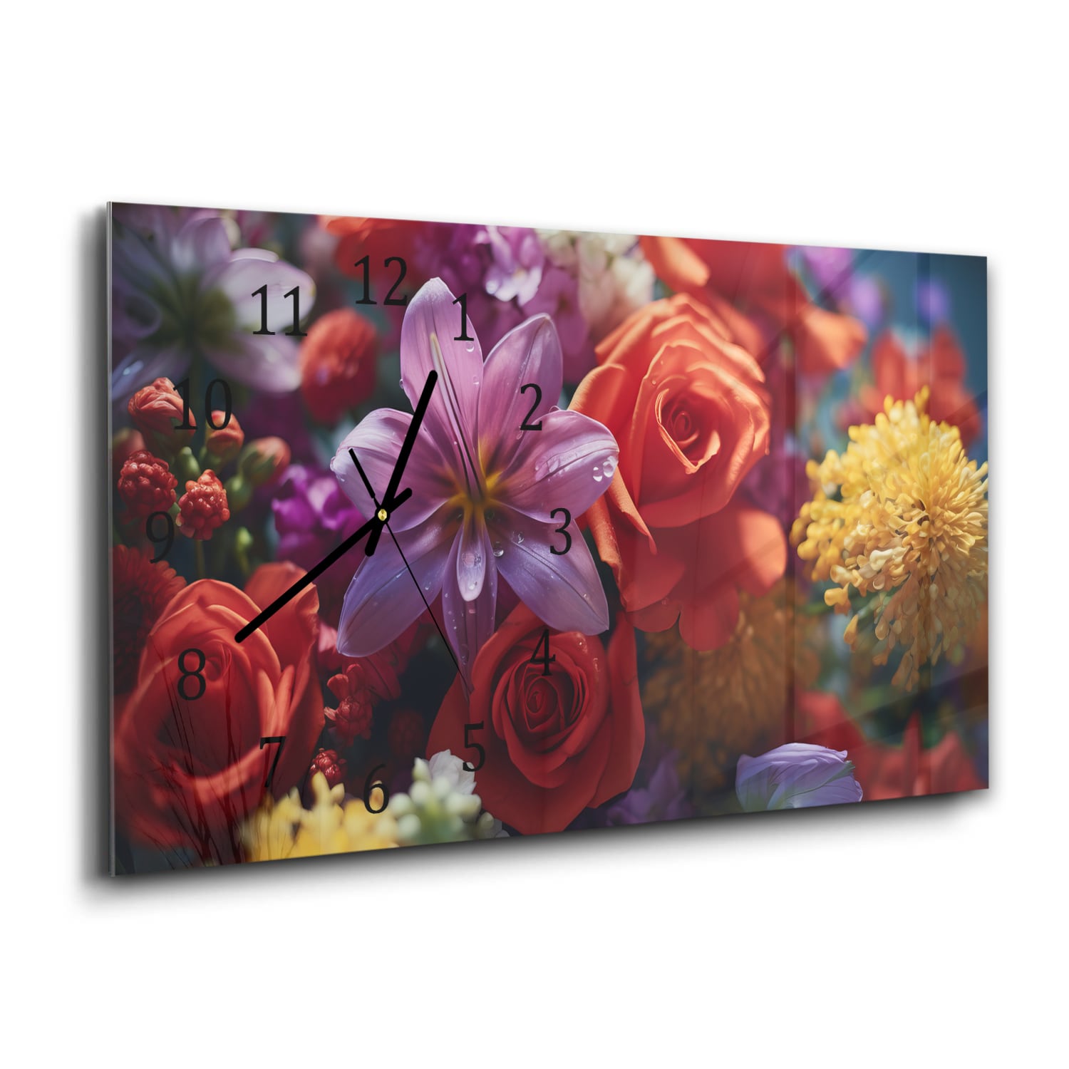 Wanduhr 60x30 - Blumenstrauß