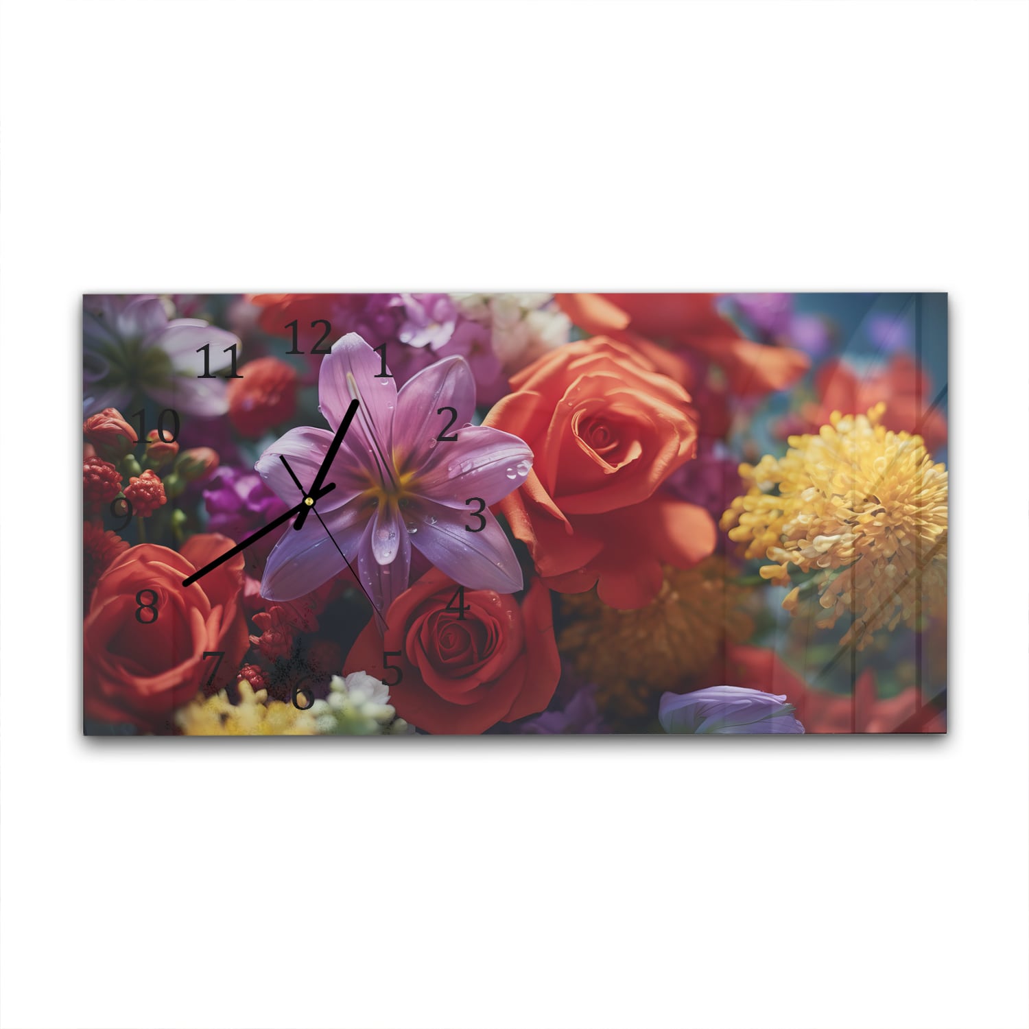 Wanduhr 60x30 - Blumenstrauß